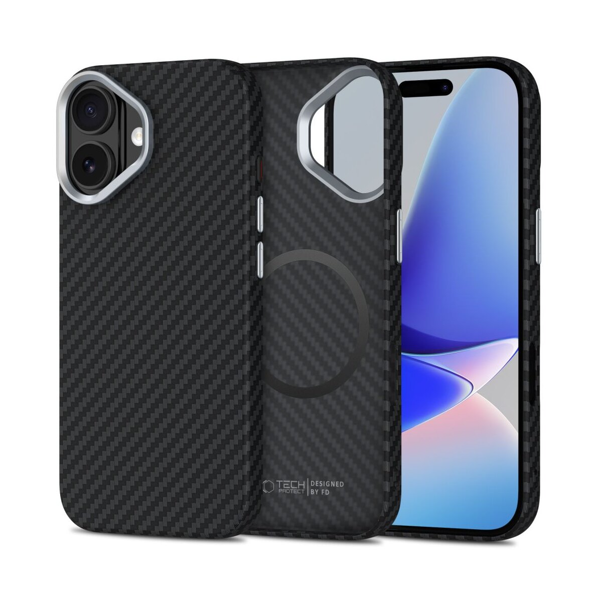 TechProtect Ion Carbon magnetisch H&uuml;lle iPhone 17  Schwarz und Silber - Bild 1