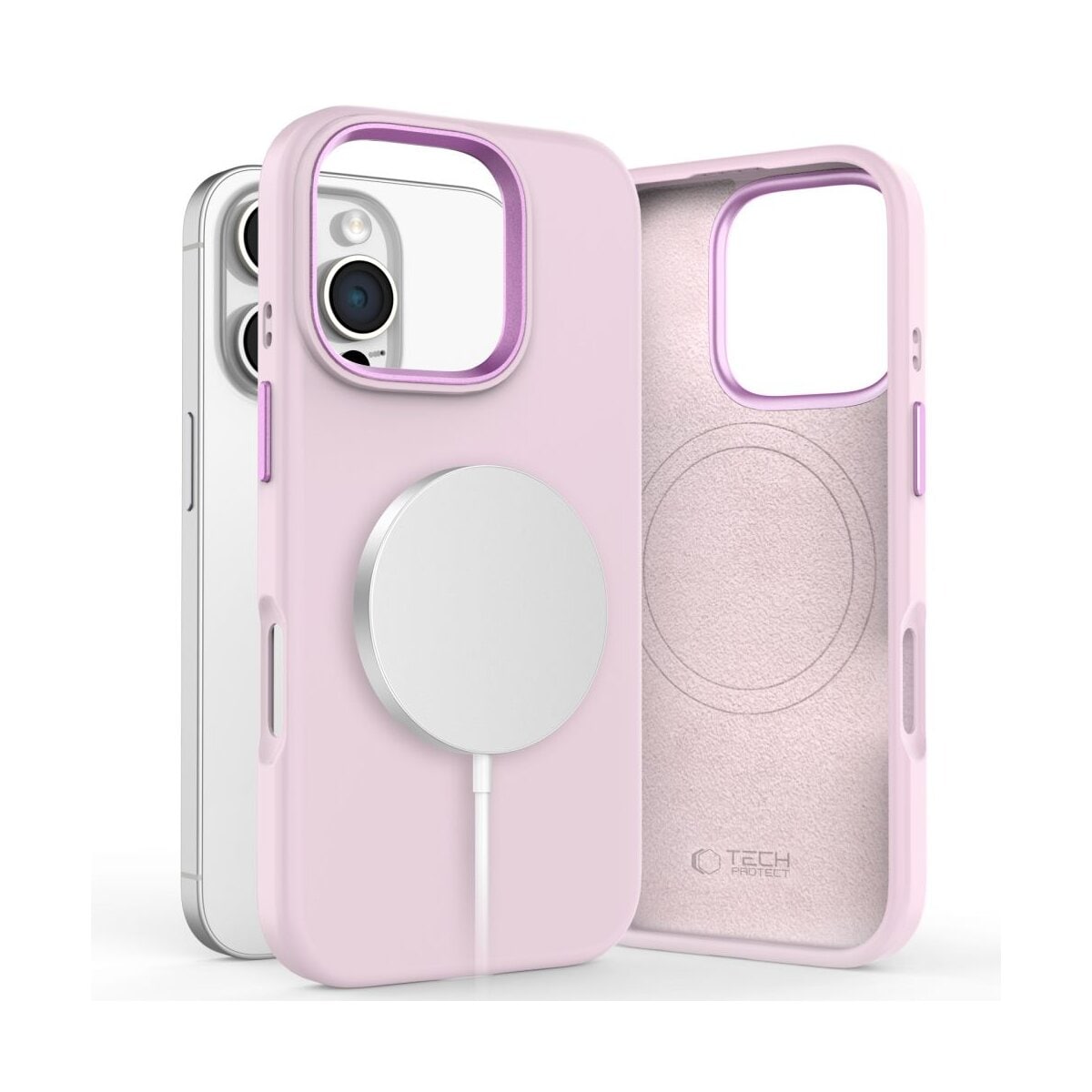 TechProtect Silikon PU magnetisch H&uuml;lle iPhone 16 Pro Rosa - Bild 1