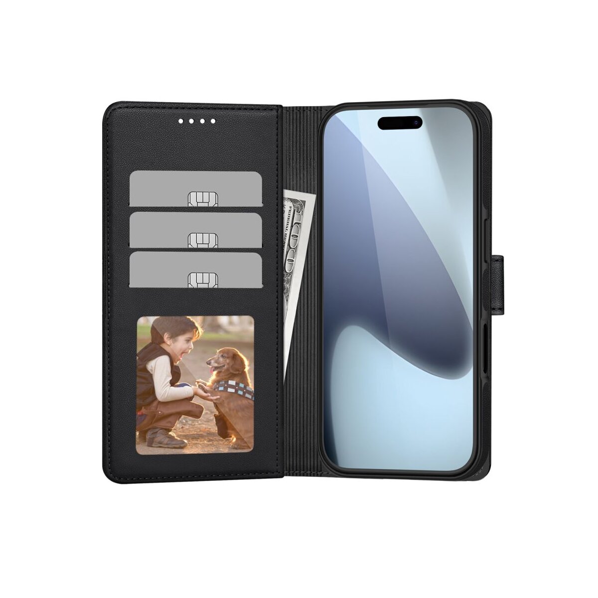 TechProtect Wallet magnetisch H&uuml;lle iPhone 17 Pro  Mattschwarz - Bild 1