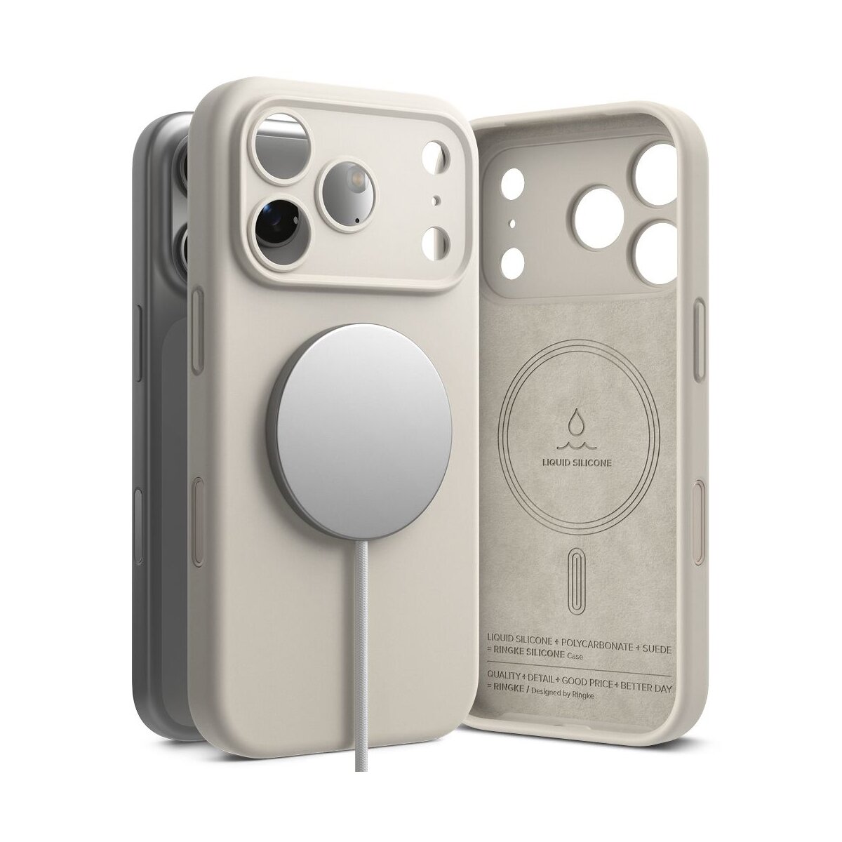 Ringke Silikon Magnetische magnetisch H&uuml;lle iPhone 17 Pro Max  Beige - Bild 1
