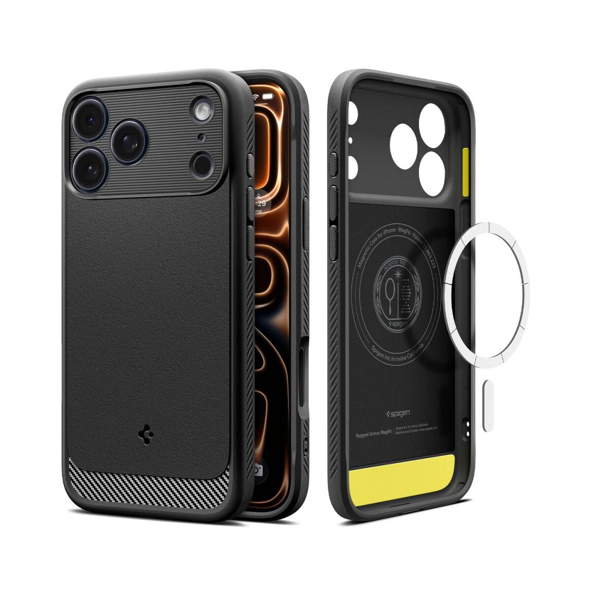 Spigen Rugged Armor Mag magnetisch H&uuml;lle iPhone 17 Pro Max Mattschwarz - Bild 1