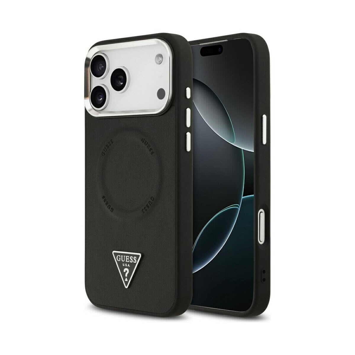 Guess Triangle Logo magnetisch Hülle iPhone 17 Pro Schwarz