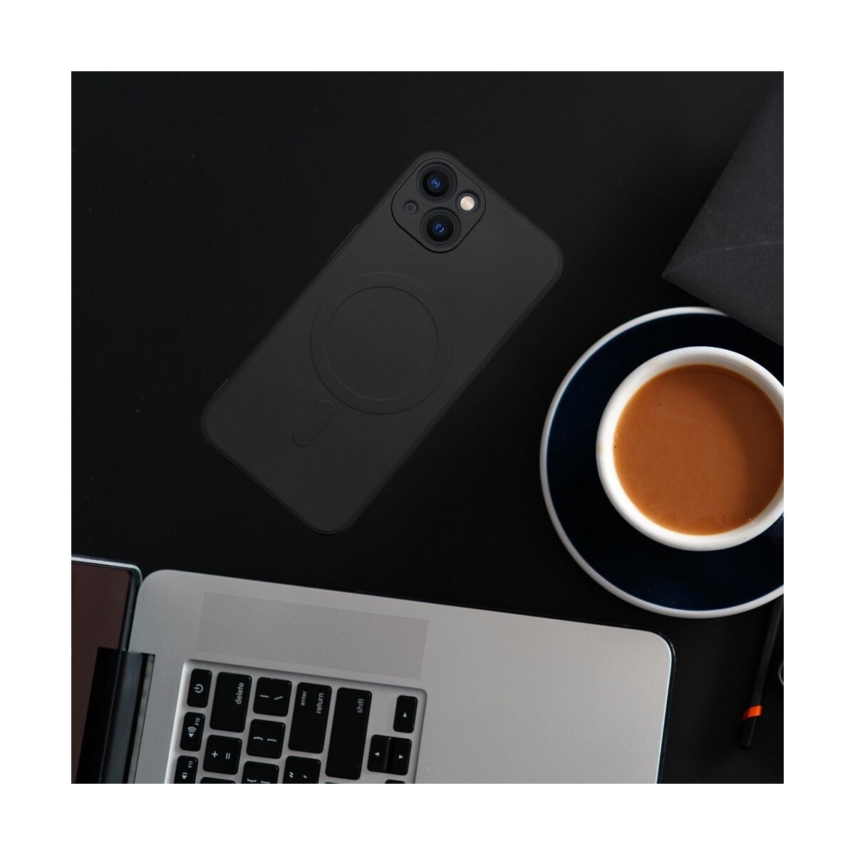 Silicone Mag Cover Magnet H&uuml;lle Schwarz Kompatibel mit Apple iPhone 17 Pro - Bild 1