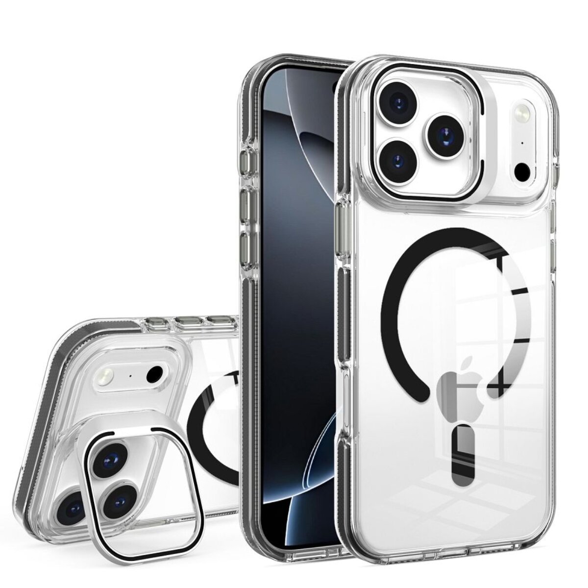 Lens Mag Cover Magnet H&uuml;lle Transparent Schwarz Kompatibel mit iPhone 17 Pro - Bild 1