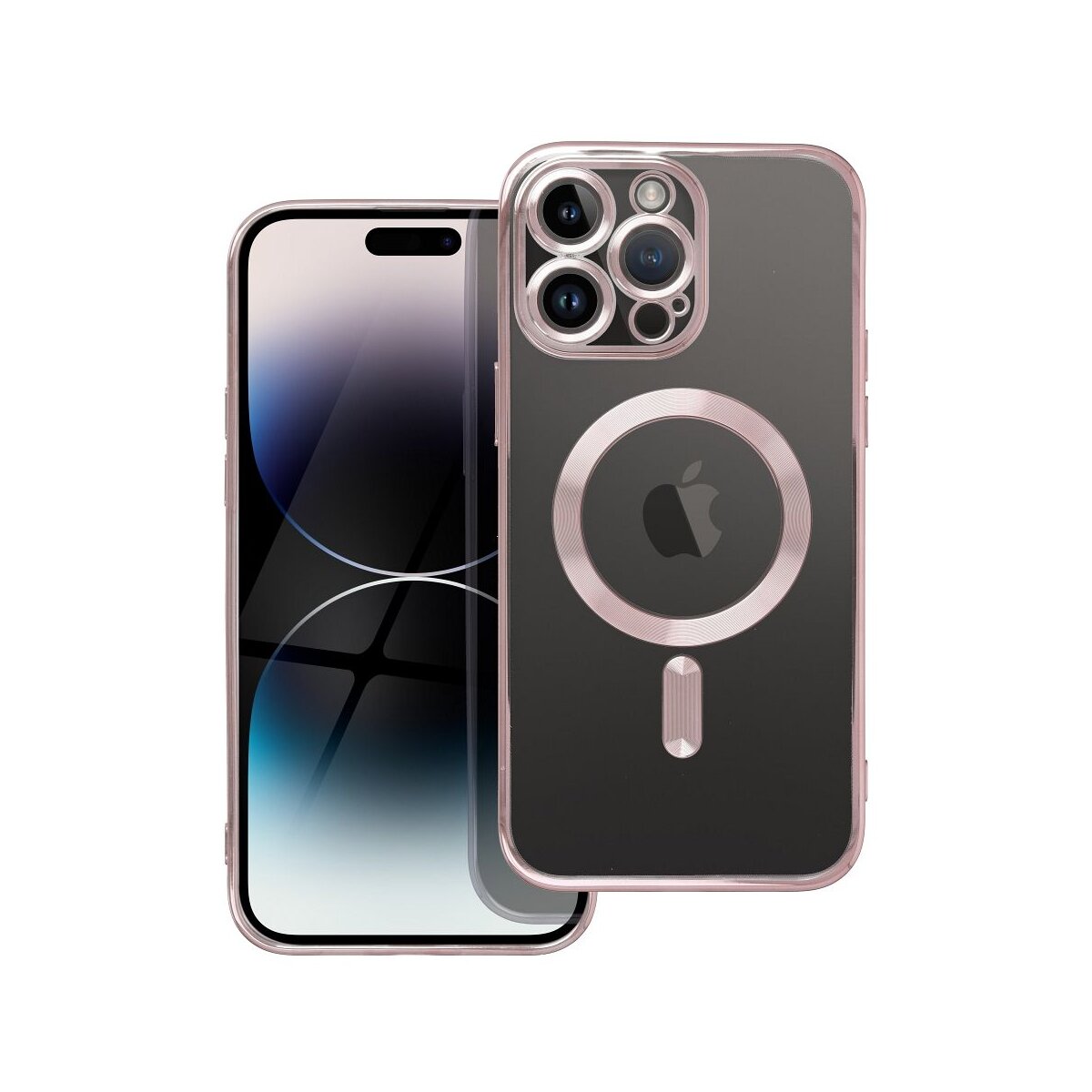 Electro Mag Cover Handyh&uuml;lle Modern Teiltransparent Rosagold mit Magnetring Kompatibel mit Apple iPhone 17 Pro - Bild 1