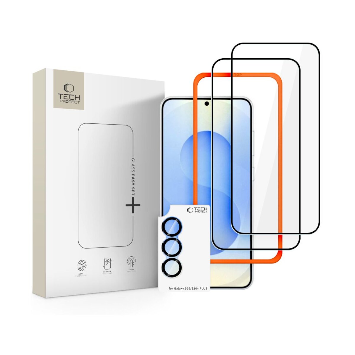 Tech-Protect Easy Set 3er-Pack Schutzglas f&uuml;r Samsung Galaxy S26 - sch - Bild 1