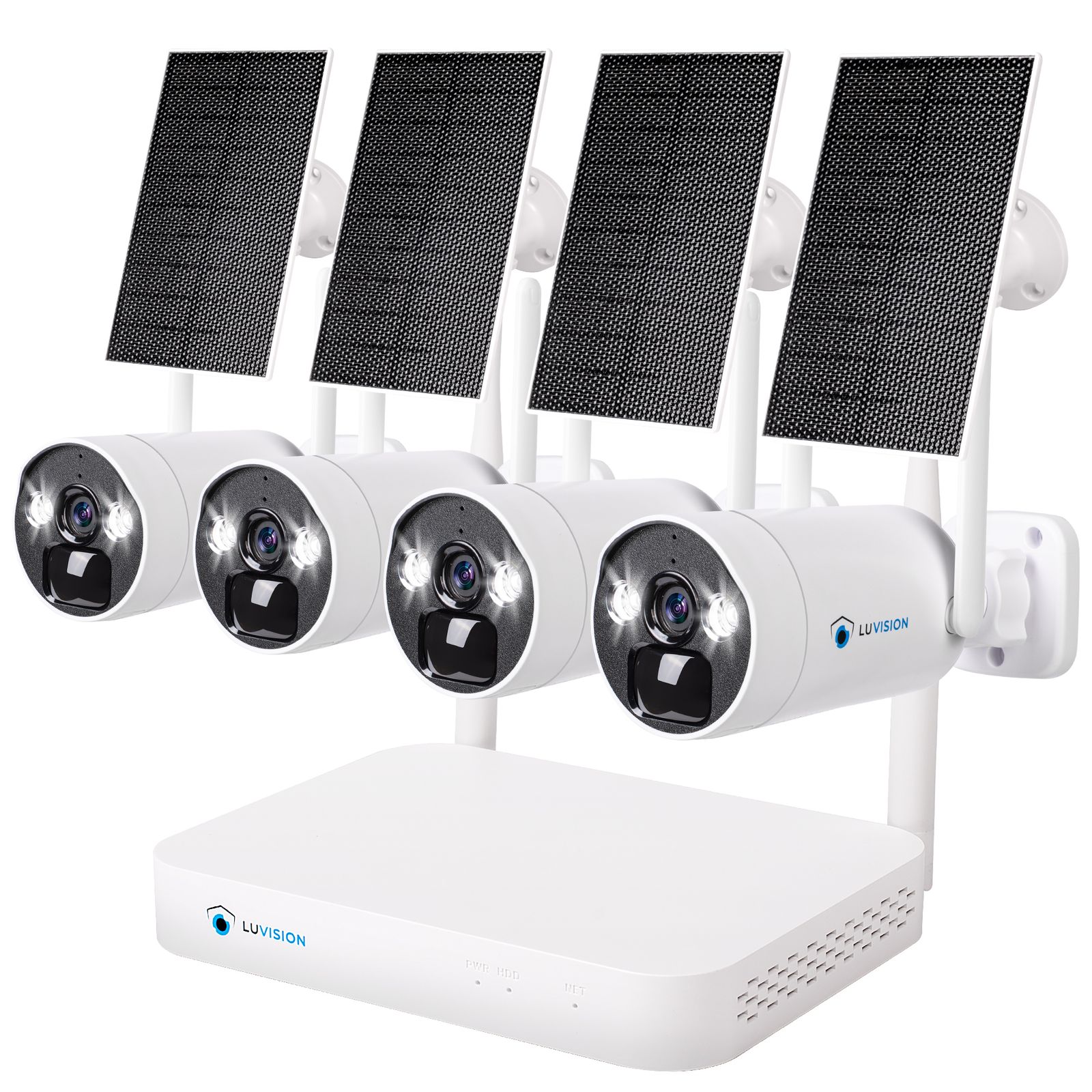LUVISION Dual WLAN Solar Akku &Uuml;berwachungssystem 10 Kanal NVR 4MP &Uuml;berwachungskamera Set Mikrofon 4 Kameras - Bild 1
