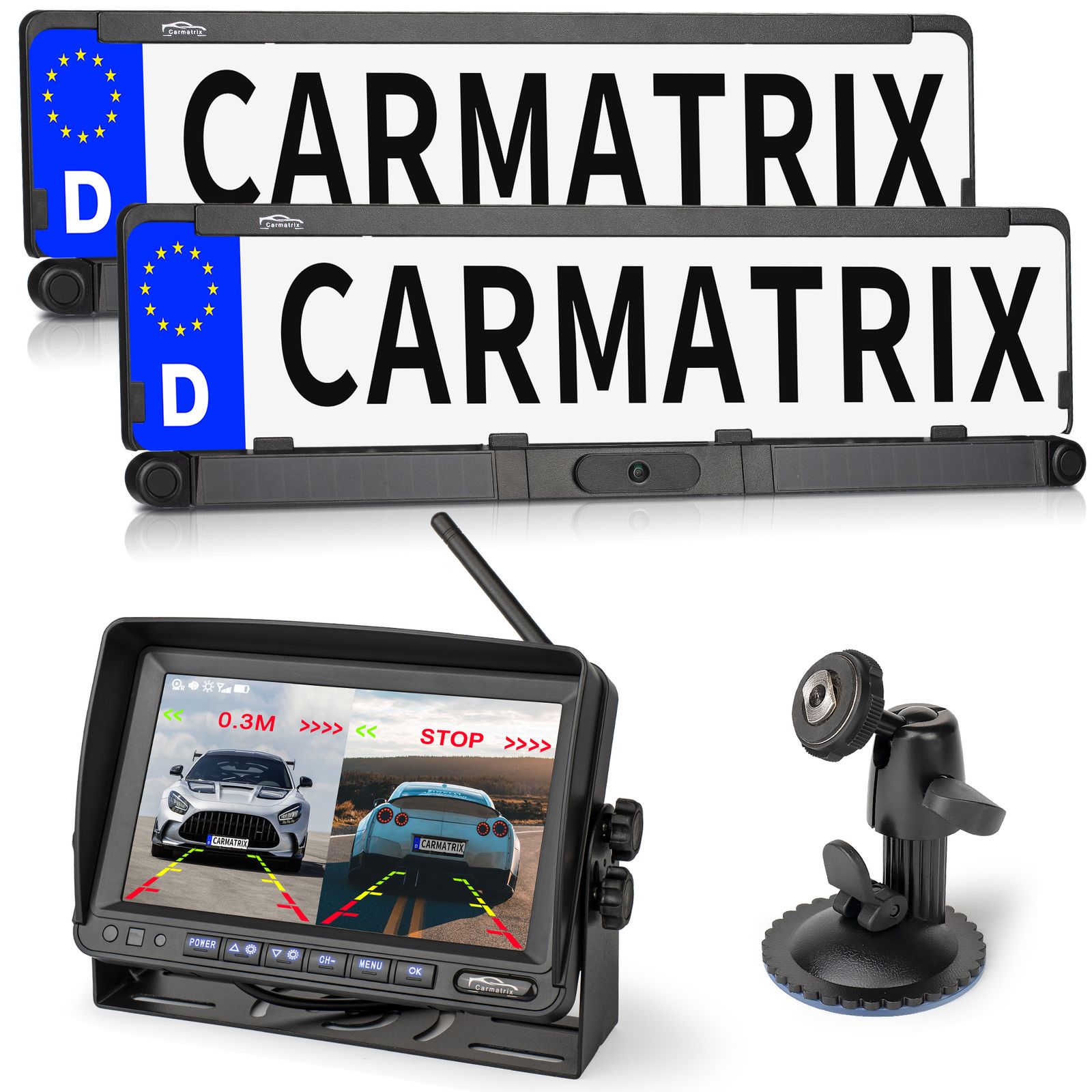 CARMATRIX DUO Solar R&uuml;ckfahrsystem 7" Monitor HD Einparkhilfe f&uuml;r Wohnmobil, Nutzfahrzeug, Transporter - Bild 1