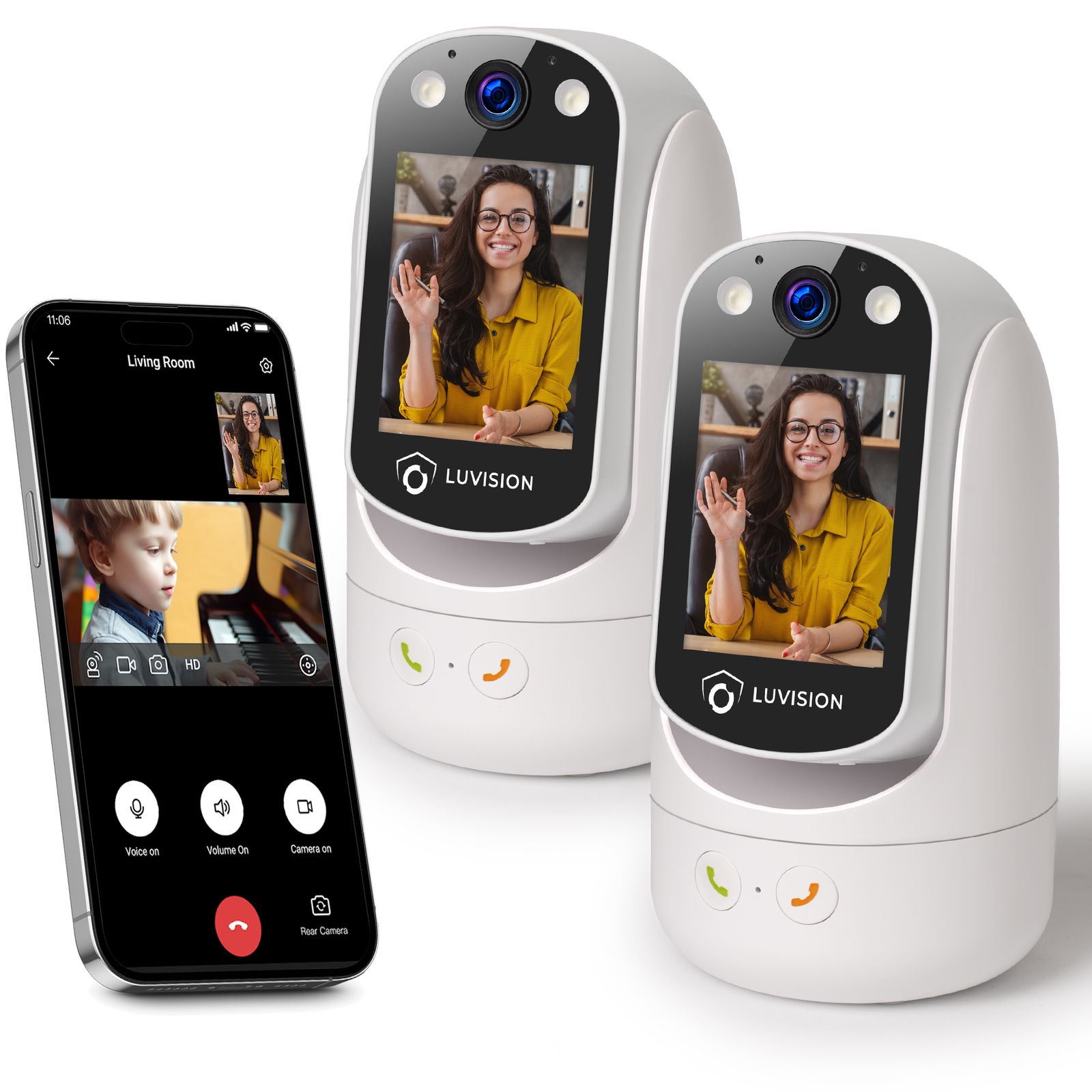 LUVISION 2er Set PTZ Gegensprechkamera Video Anruf Kamera Telefonkamera WLAN &Uuml;berwachungskamera Senioren Baby Autotracking - Bild 1