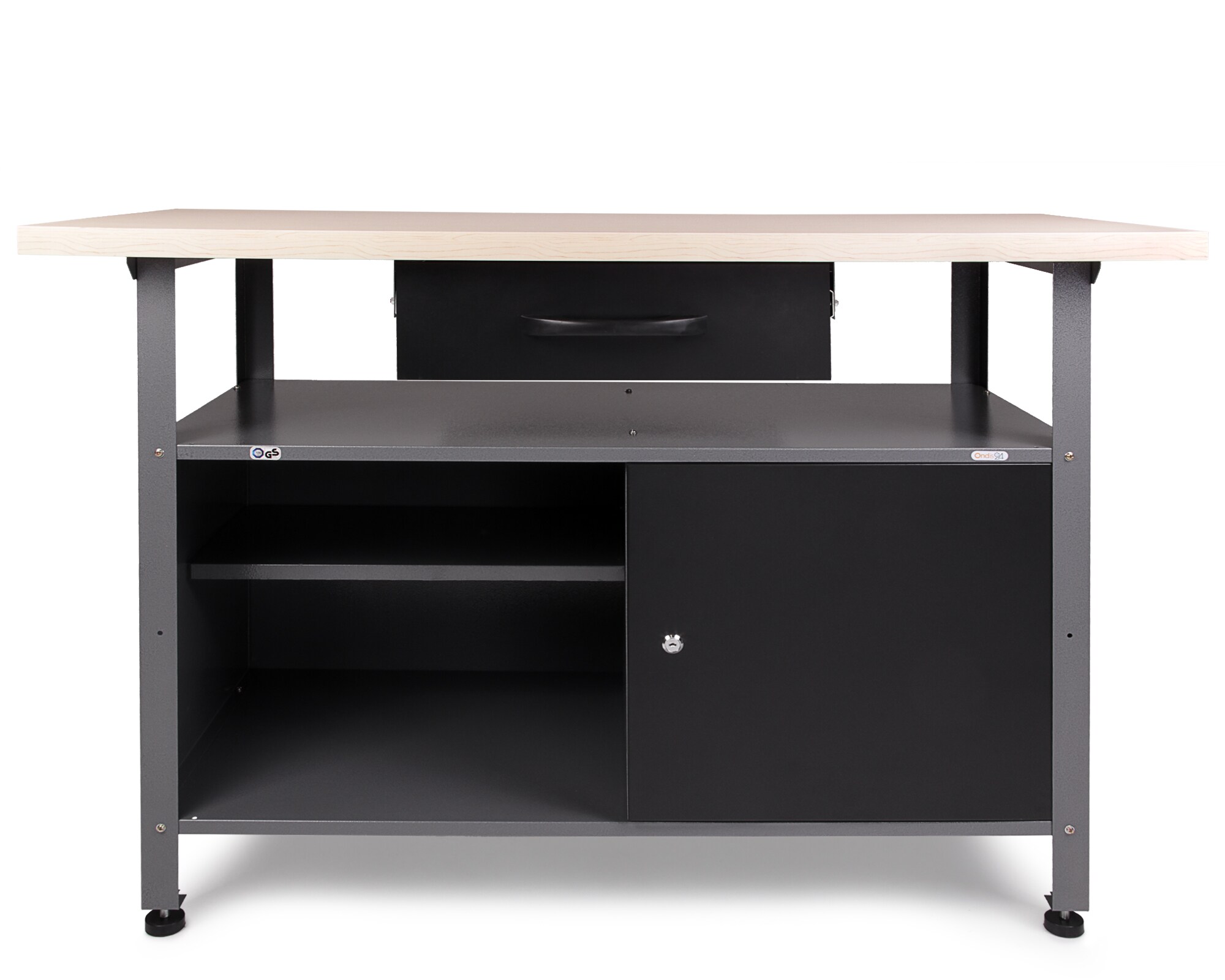 Werkbank Klaus 120cm mit Schublade und T&uuml;r schwarz - Bild 1