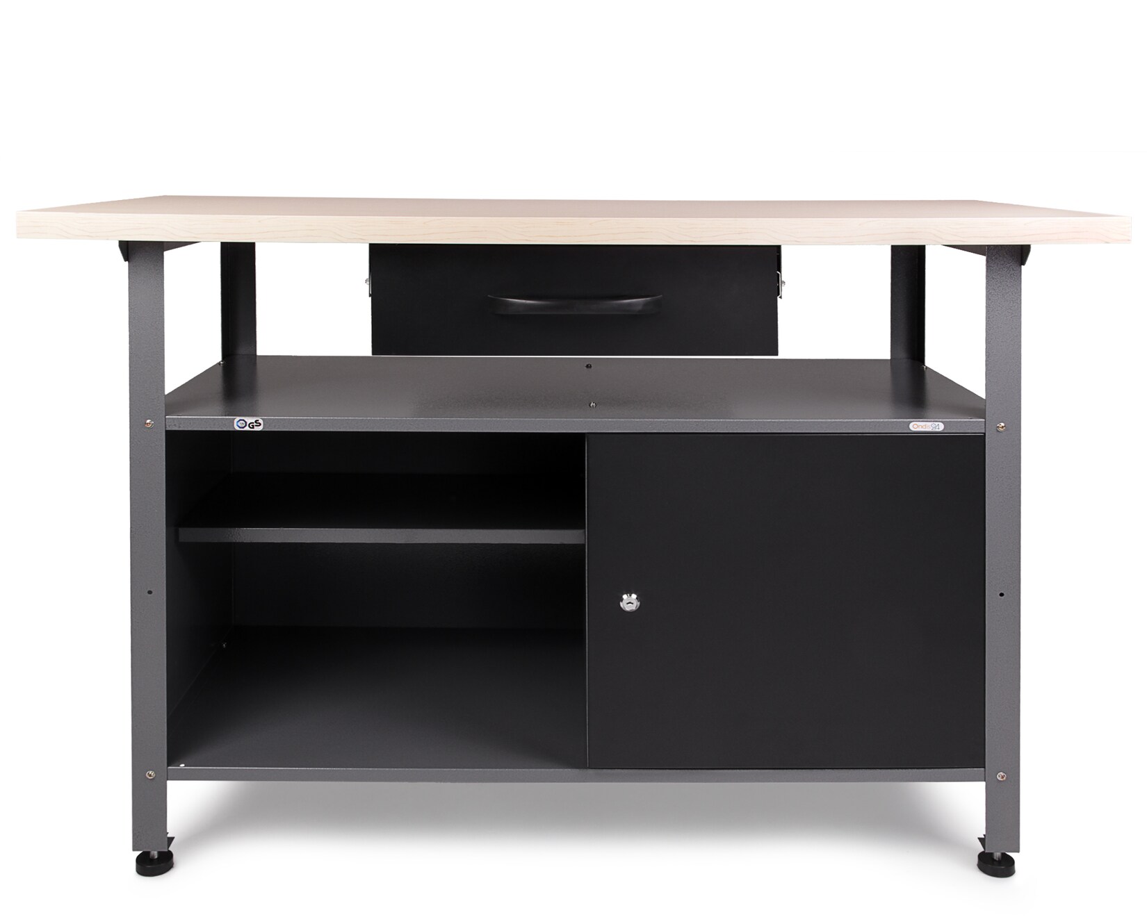 Werkbank Klaus 120cm mit Schublade und Tür schwarz | 04250627269625