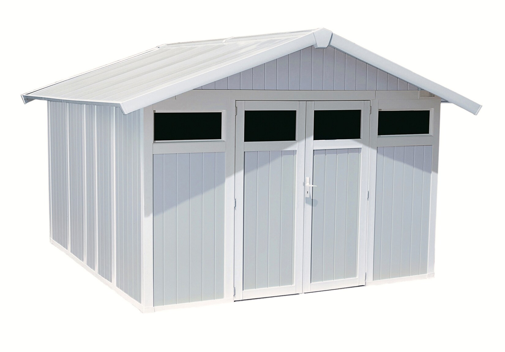 UTILITY Gartenhaus V11 2-türig grau/weiß | 04250627052012