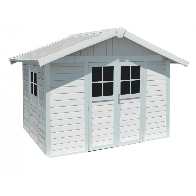 Grosfillex DECO Gartenhaus H7.5 2-t&uuml;rig grau/wei&szlig; - Bild 1