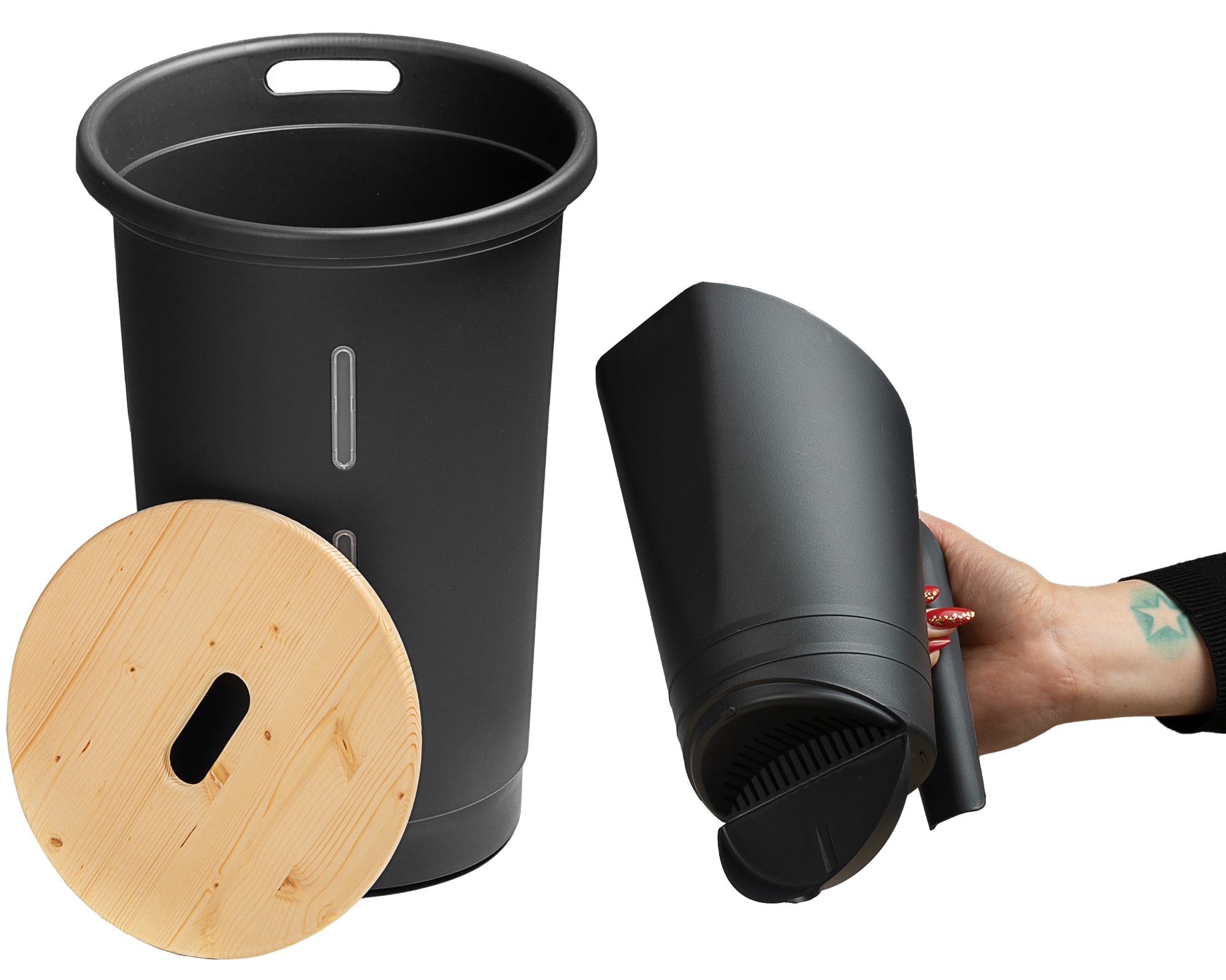 Pelletschaufel und Pellethocker mit Holzdeckel - Bild 1