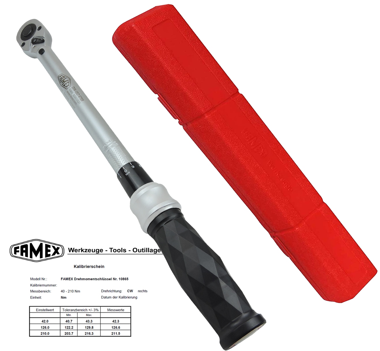 FAMEX 10865 Profi Drehmomentschl&uuml;ssel 12,5 mm (1/2-Zoll)-Antrieb, 40-210 Nm - Bild 1