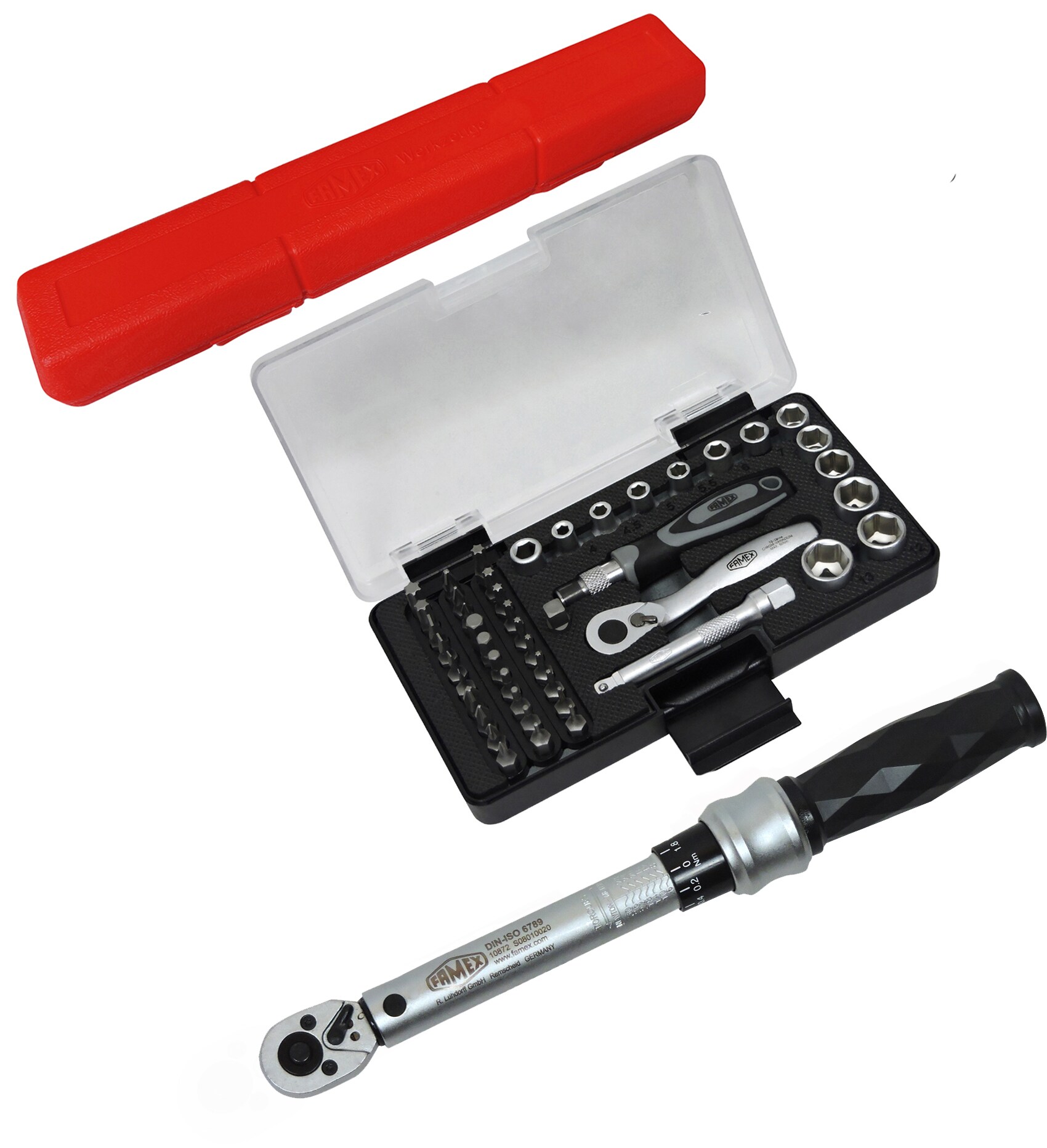 FAMEX 10875 Drehmomentschl&uuml;ssel Set 1/4" (6.3mm) 6-30 Nm Fahrrad Werkzeug - Bild 1