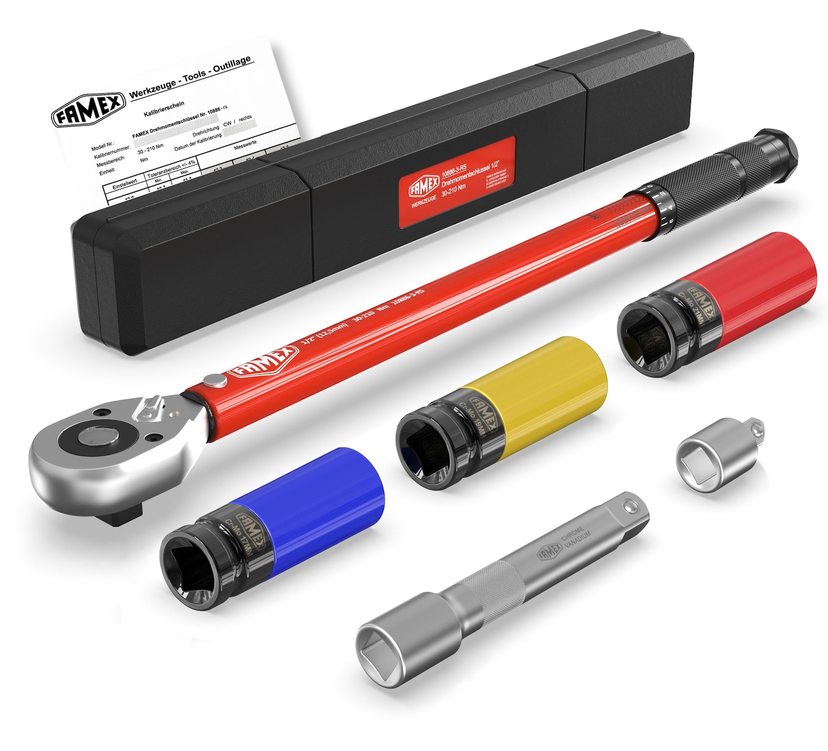 FAMEX 10886-3-RS-KS Drehmomentschlüssel 1/2" 30-210 Nm, +-3%