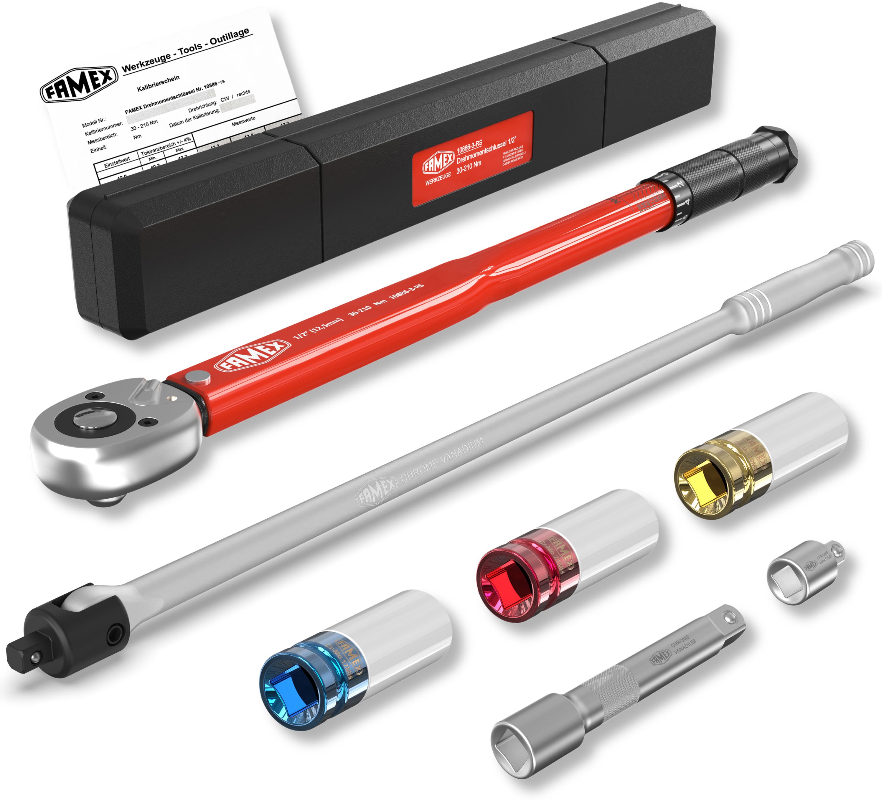 FAMEX 10914 Drehmomentschl&uuml;ssel 1/2", Radwechsel-Satz mit Gelenkschl&uuml;ssel - Bild 1