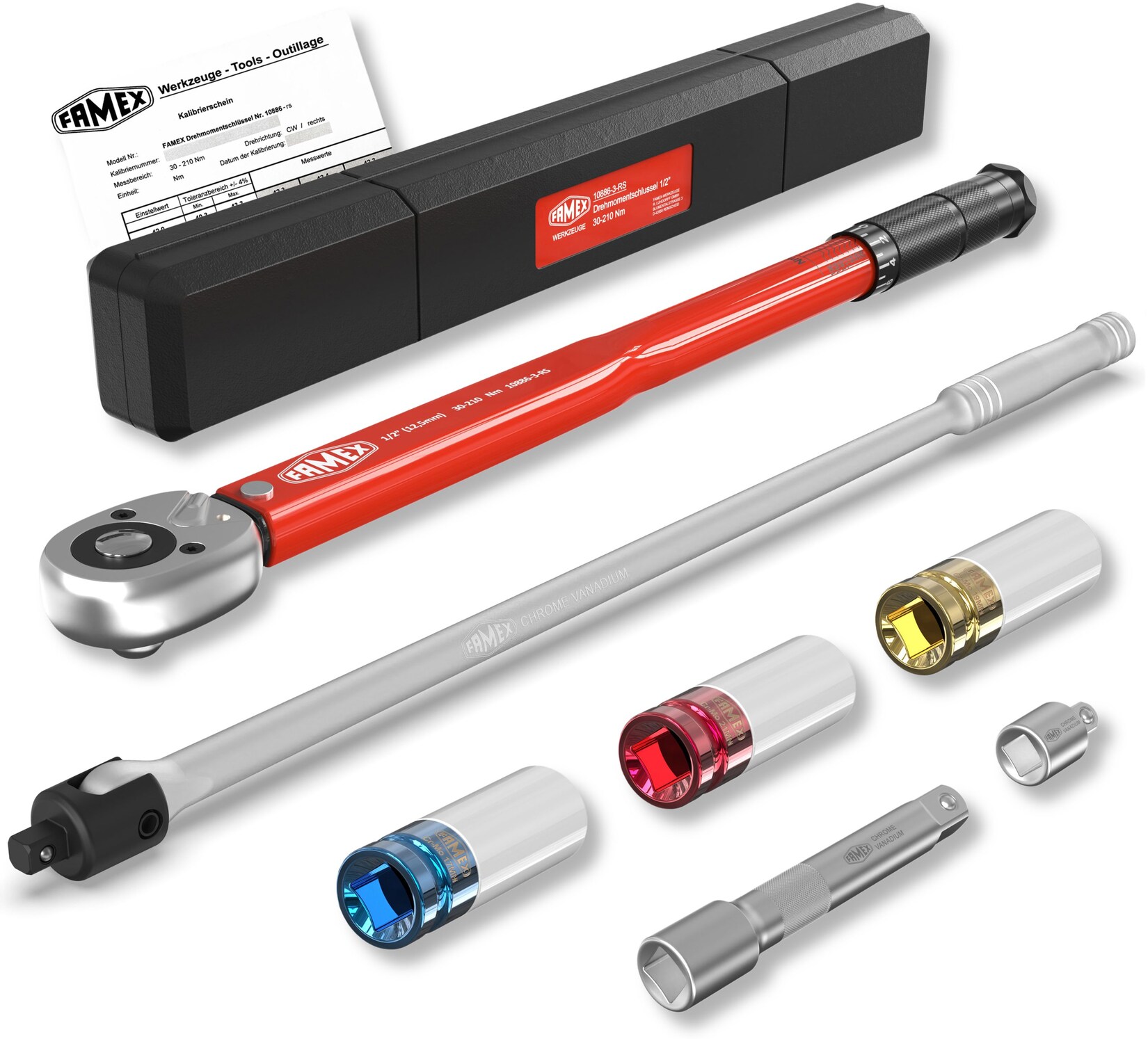 FAMEX 10914 Drehmomentschlüssel 1/2″, Radwechsel-Satz mit Gelenkschlüssel | 04030623109145