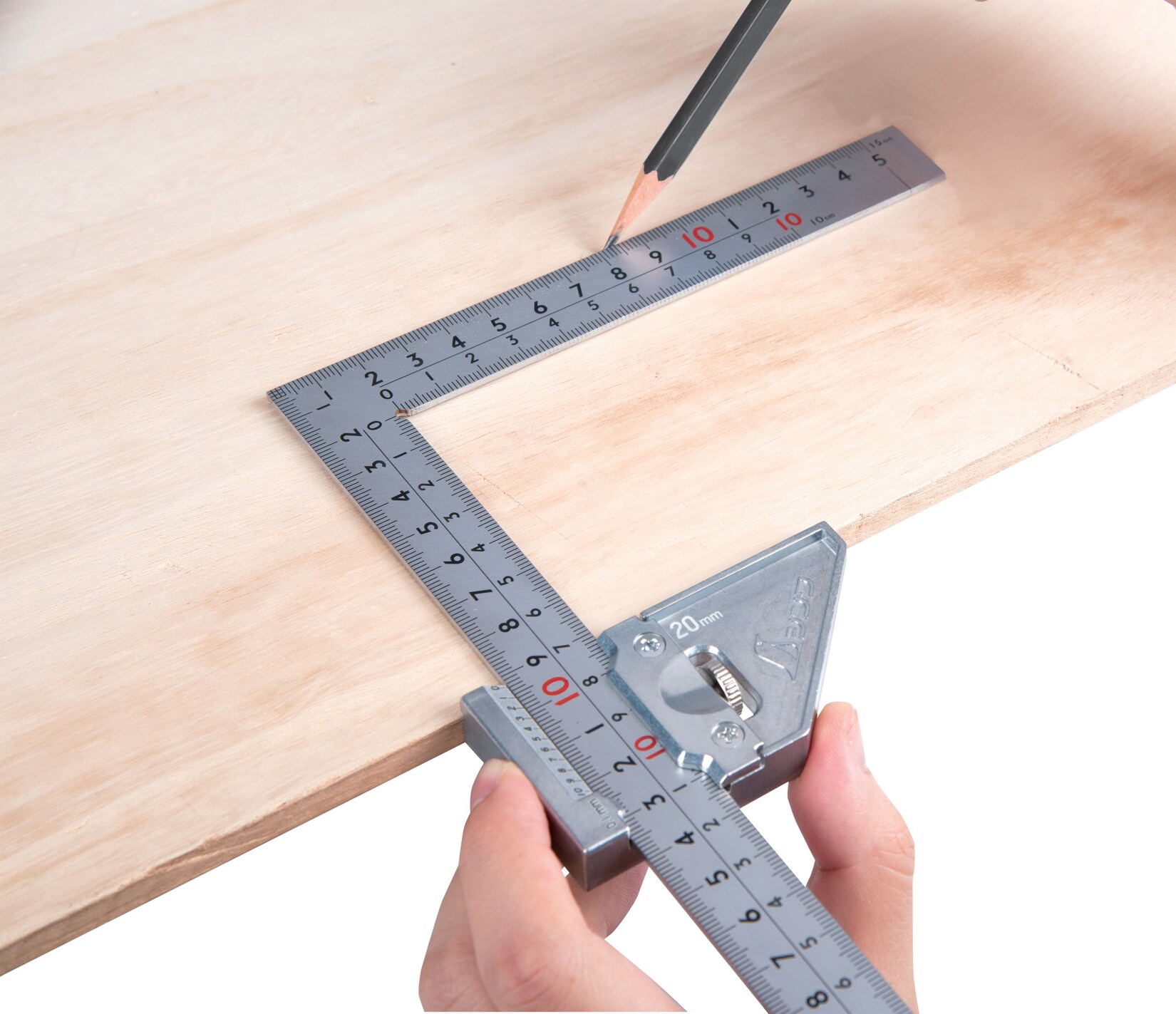 Shinwa 12486 Zimmermannswinkel 30×15 cm, inkl. Metall-Stopper | 04030623125138