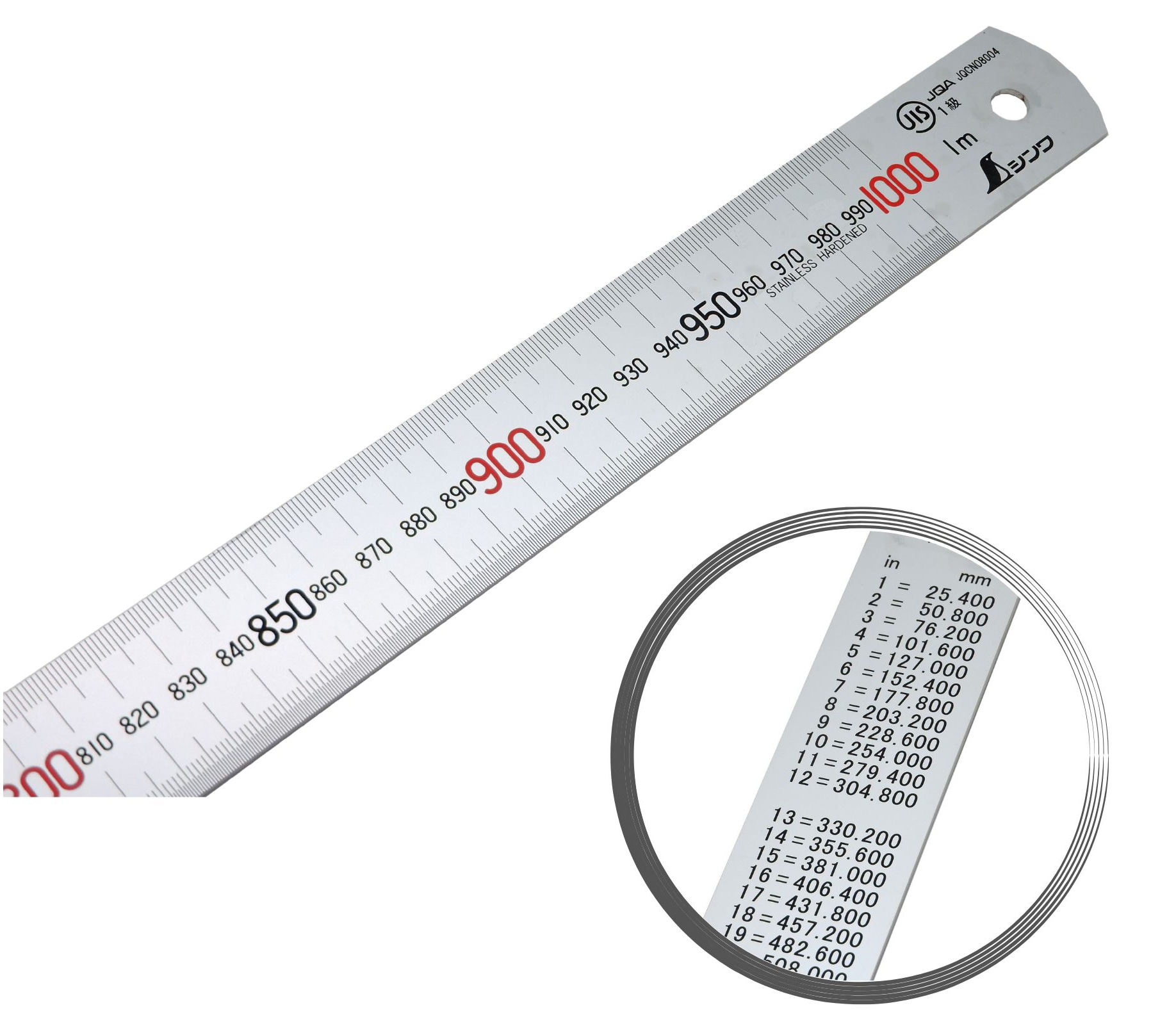 Shinwa 13048 Lineal aus Edelstahl 100 cm - mit 0,5mm Skala - Bild 1