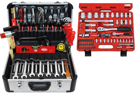 bei und Netto kaufen Werkzeugkoffer Set mit Werkzeug Profi Steckschlüsselsatz 420-18 FAMEX online