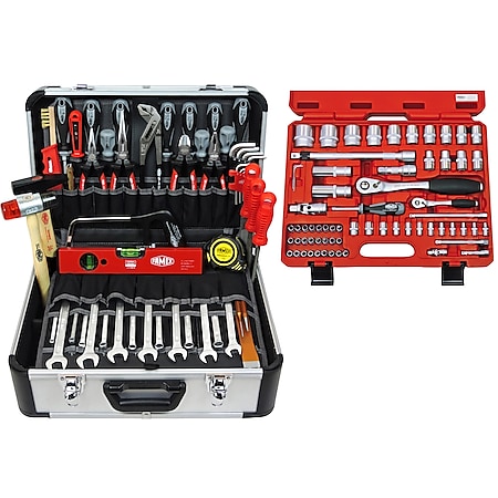 FAMEX 420-18 Profi Werkzeugkoffer mit Werkzeug Set und Steckschlüsselsatz  online kaufen bei Netto