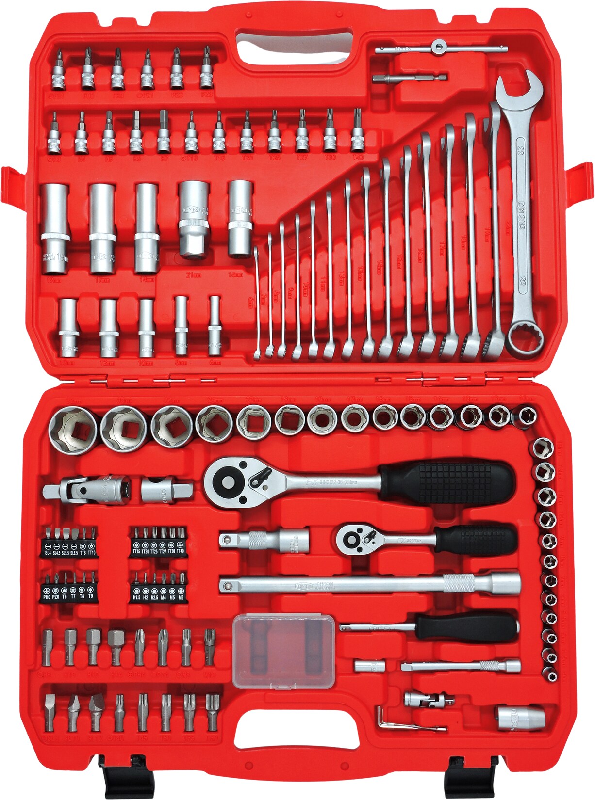 FAMEX 568-50 Mechaniker Steckschlüsselsatz – Werkzeugkoffer 125-teilig | 04030623568539