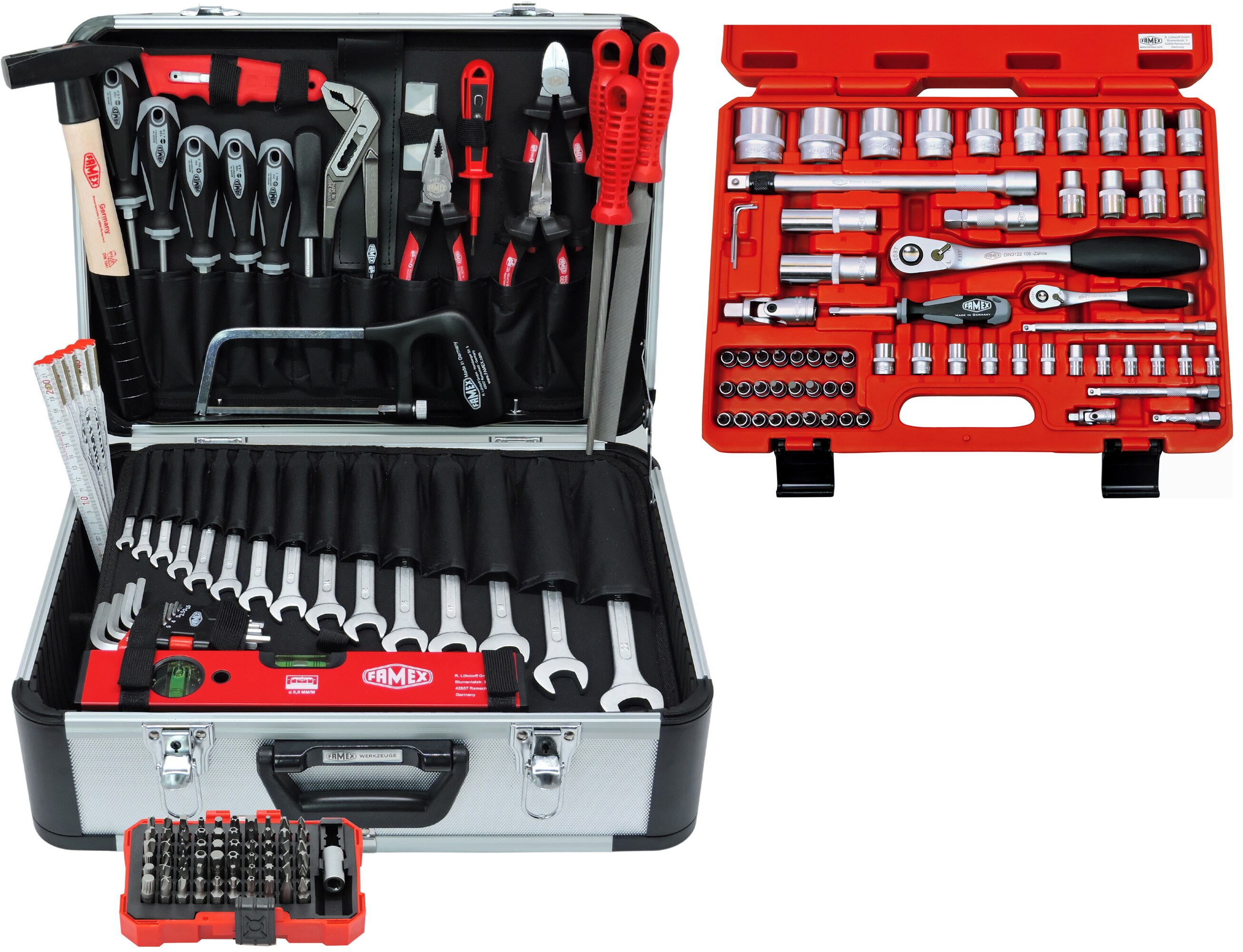 FAMEX 729-17 Werkzeugkoffer gef&uuml;llt mit Werkzeug und Steckschl&uuml;sselsatz - Bild 1