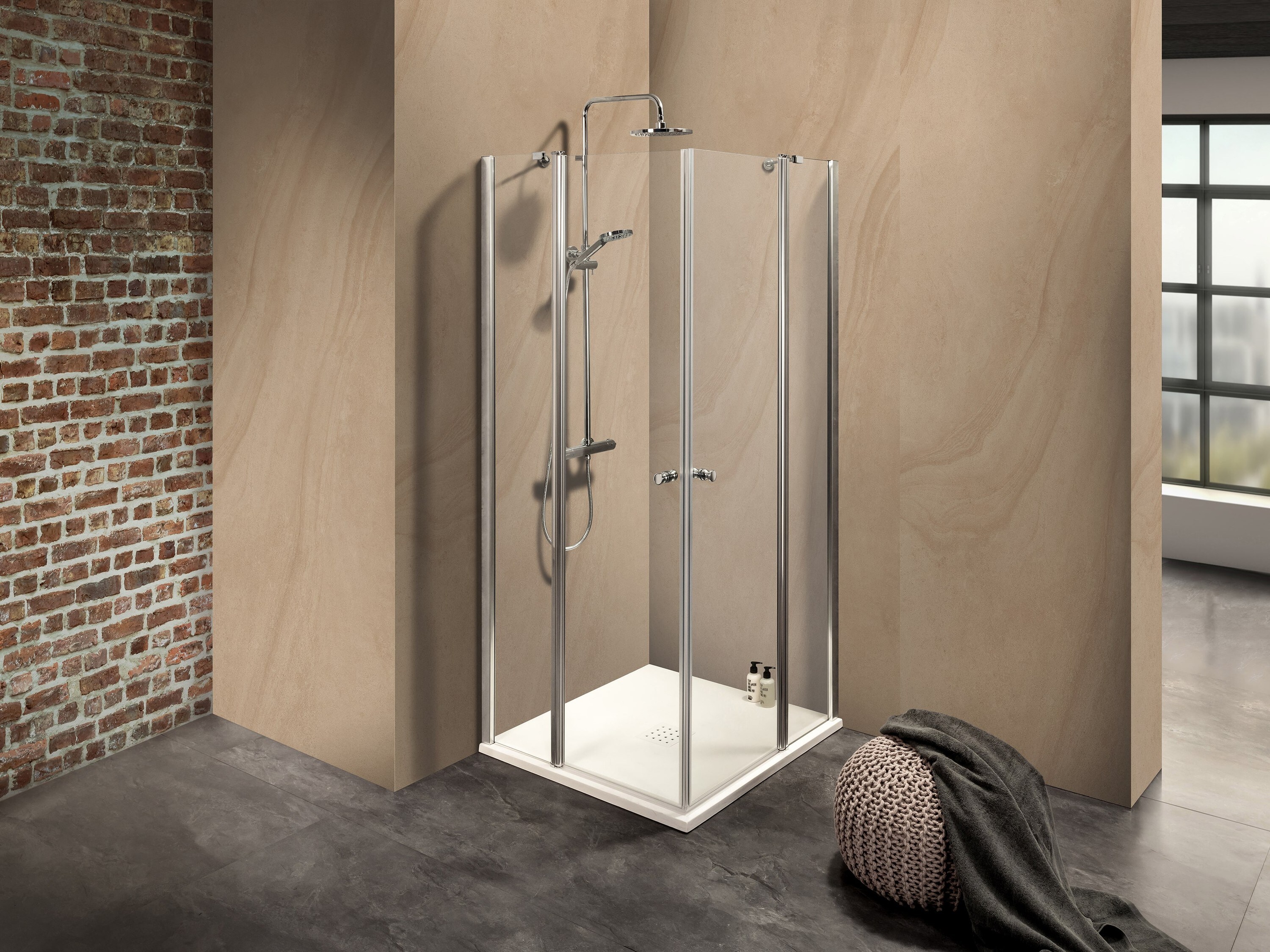 Duschkabine/ Duschabtrennung Dusbad Vital 2 zweiteilige Pendelt&uuml;r an Festteil / Eckdusche  links 850mm rechts 1075mm - Bild 1