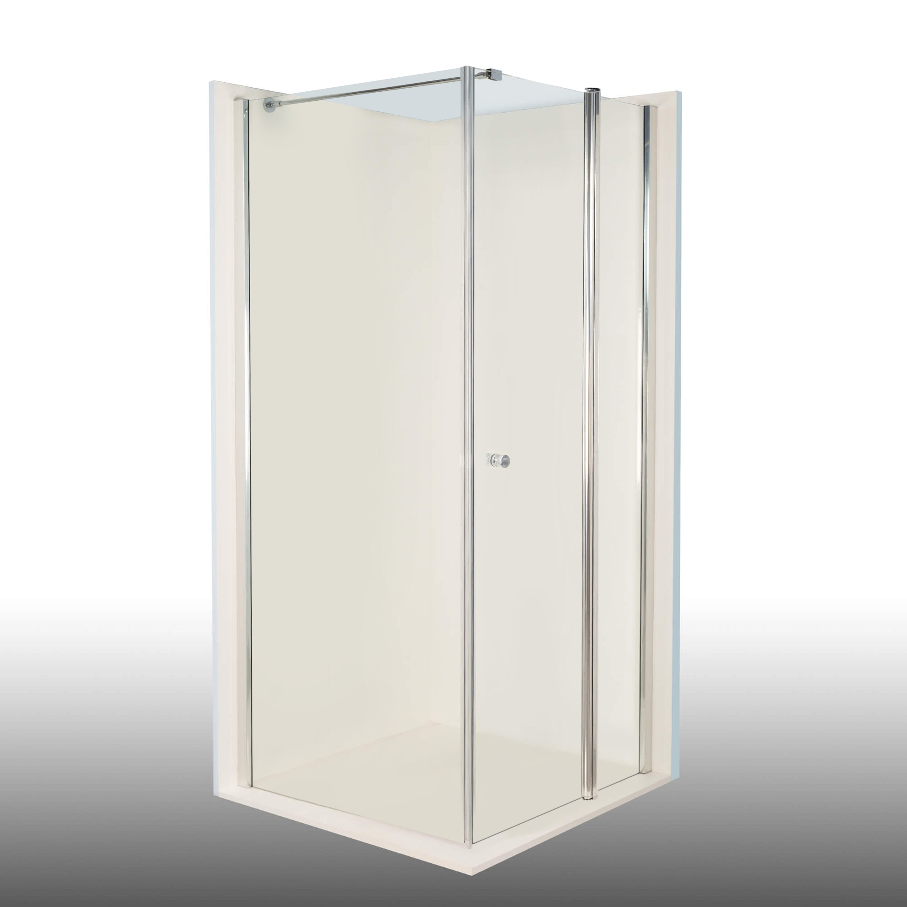 Duschkabine/ Duschabtrennung Dusbad Vital 2 Dreht&uuml;r an Festteil rechts + Duschwand links (Kombination) rechts 750mm links 750mm - Bild 1
