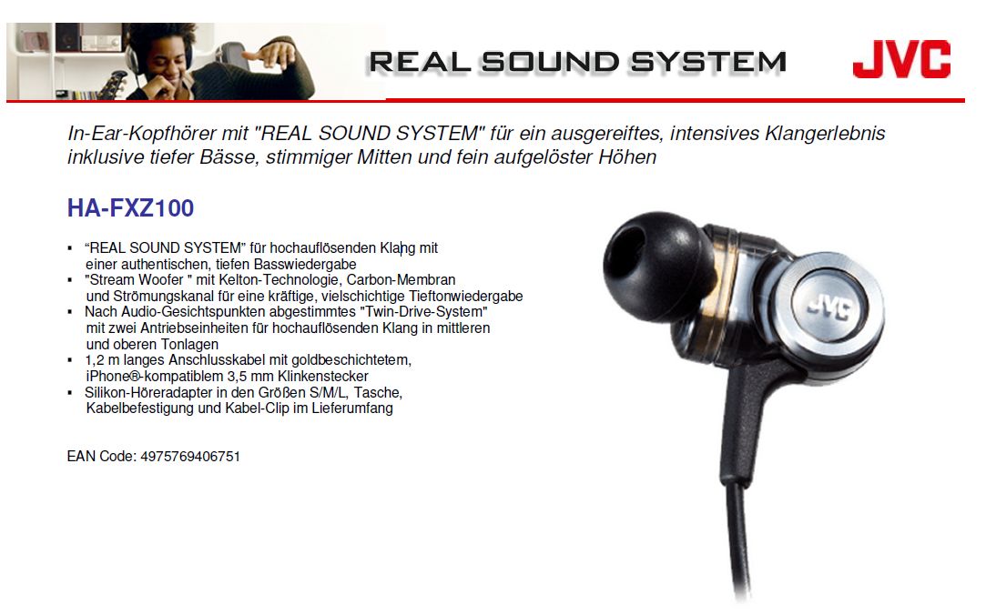 イヤホン JVCHA-FZX100 JVCHA-FZX100 （JVC Real Sound Z Series A