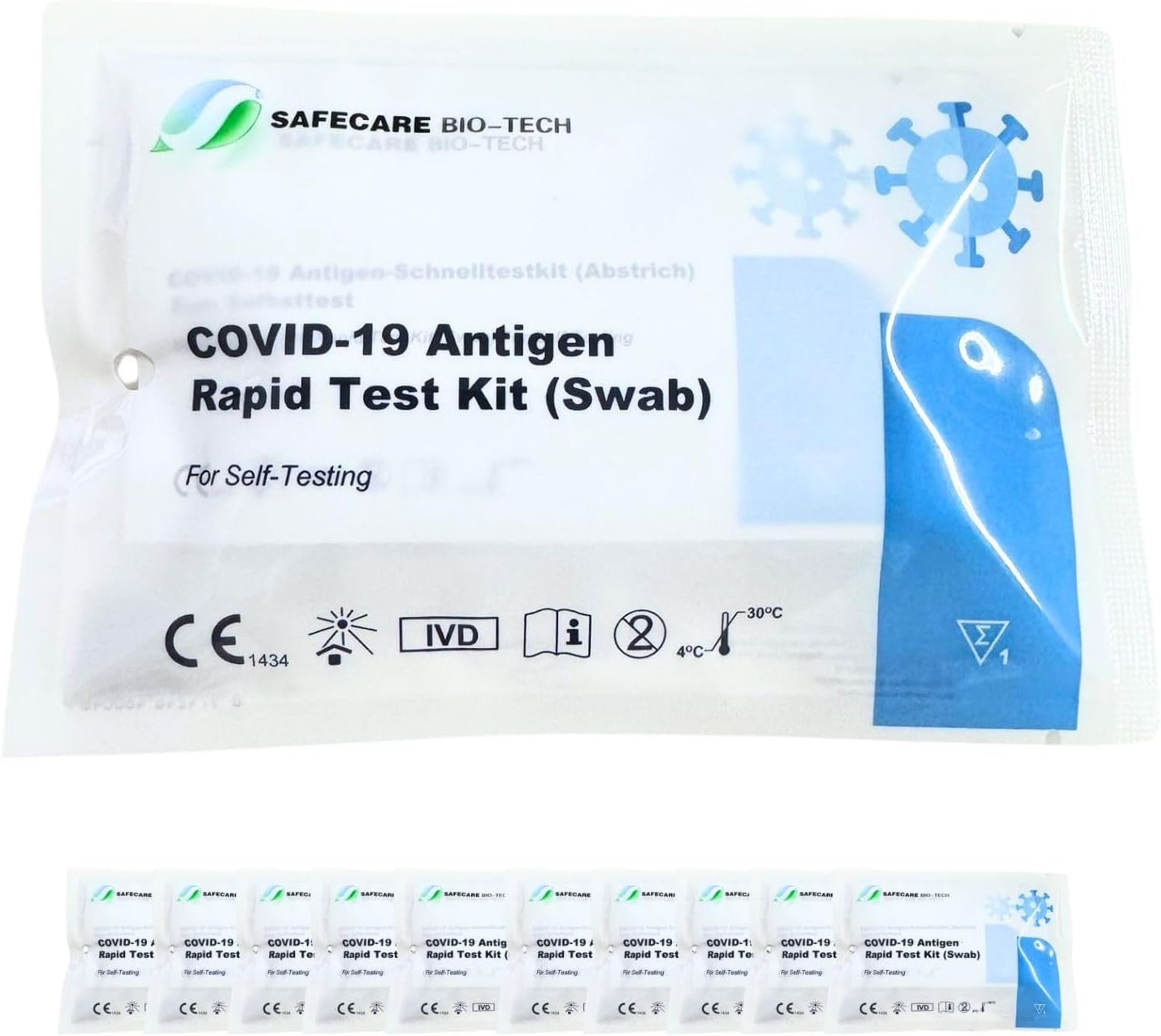 SAFECARE 10x Corona Schnelltest Selbsttest Nasal Stäbchen SARS-CoV-2 Antigen