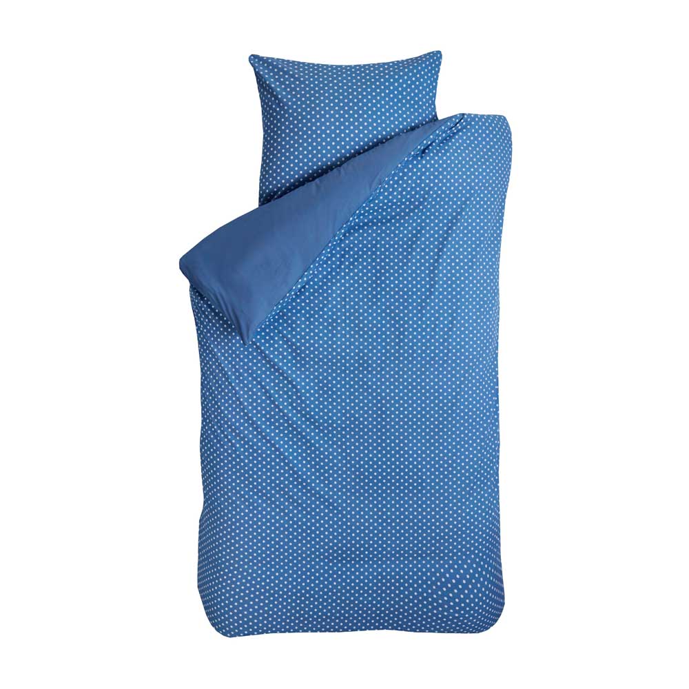 Bink Bettw&auml;sche Tupfen jeansblau 135 x 200 - Bild 1