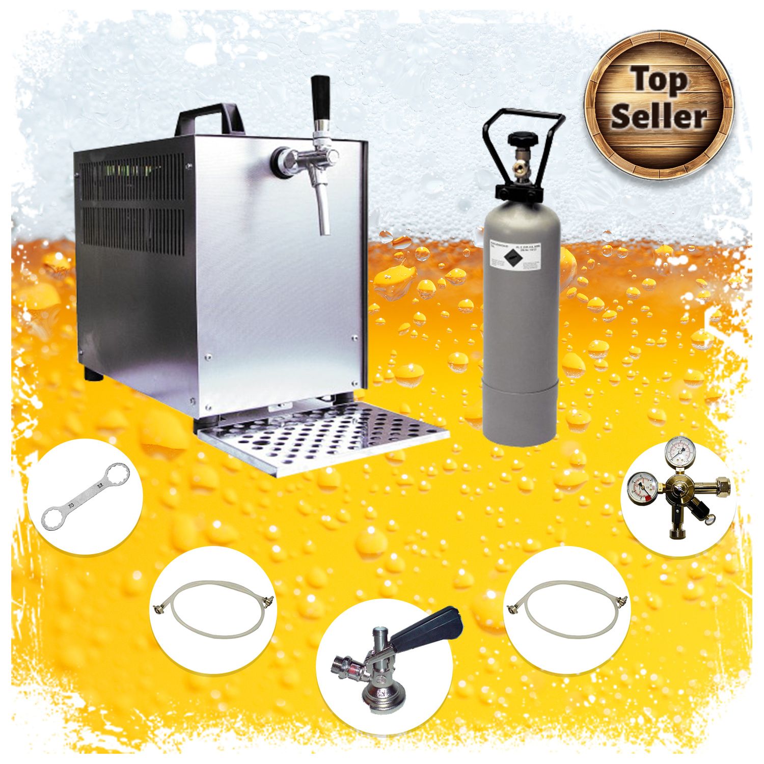 Komplet Set Zapfanlage, Bierzapfanlage - Bierkoffer 60 Liter/Std. - mit Kompensatorhahn, Zapfkopf:ohne - Bild 1