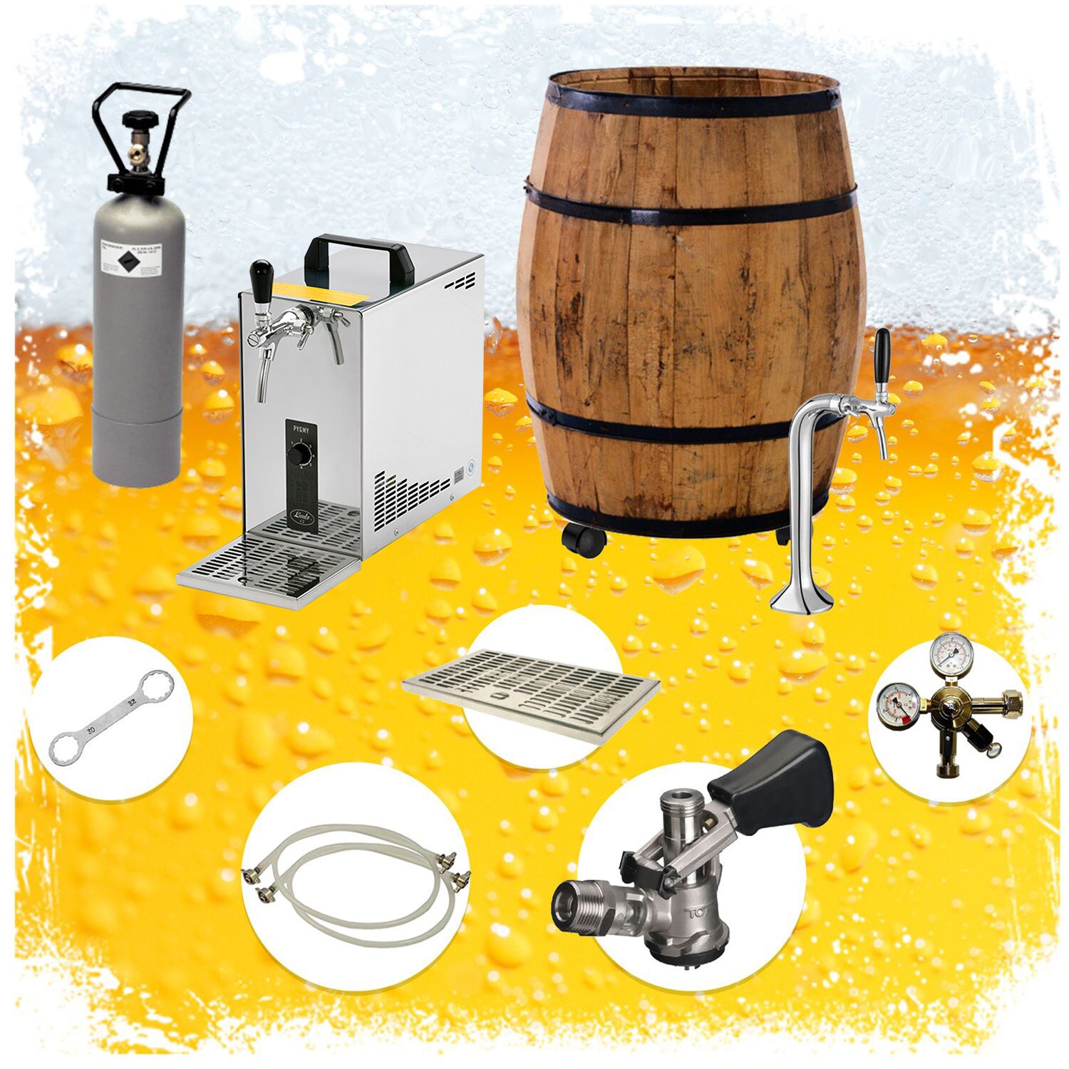 BARRIQUE-Zapfanlage, Bierzapfanlage mobile Bierbar, Rollbar Komplett Set, Zapfkopf:5 Liter Adapter - Bild 1