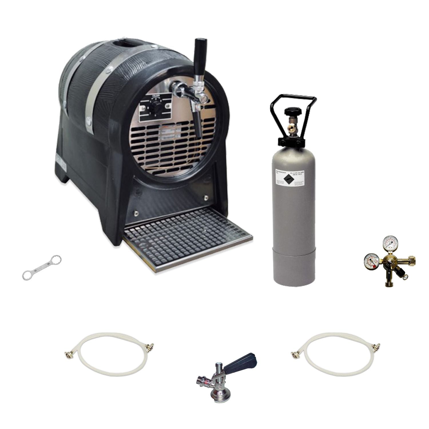 Komplet Set Zapfanlage, Bierzapfanlage, Durchlaufk&uuml;hler Partyfass 1-leitig, 60 Liter/h, Trockenk&uuml;hlger&auml;t, Zapfkopf:KeyKeg - Bild 1