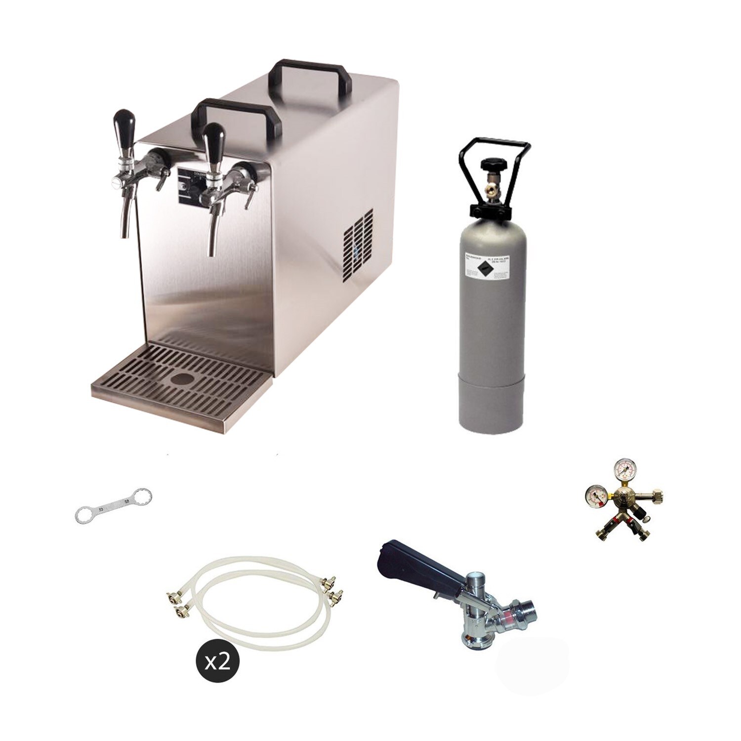 Komplett Set - Zapfanlage STREAM 50 Bierkoffer, Bierzapfanlage, Durchlaufk&uuml;hler 2-leitig Trockenk&uuml;hler, bis zu 55 Liter/h - BLACK EDITION, Zapfkopf 2:Dreikant,Zapfkopf:KeyKeg - Bild 1
