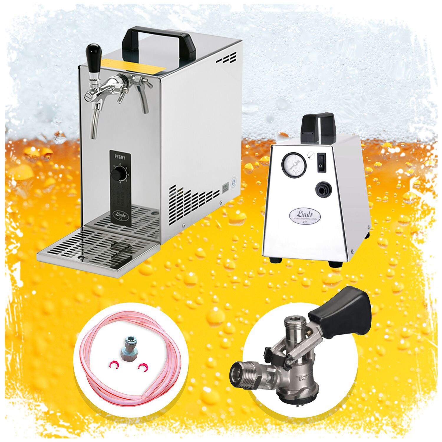 Komplett Set - Zapfanlage, Bierkoffer, Durchlaufk&uuml;hler, Bierzapfanlage PYGMY 25 1-leitig Trockenk&uuml;hler, 35 Liter/h, Zapfkopf:KeyKeg - Bild 1