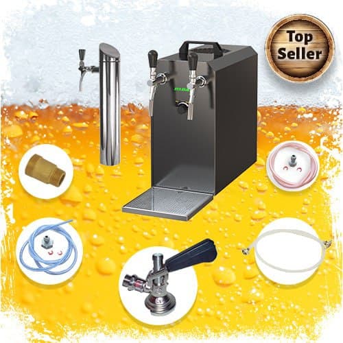 Untertheken Komplett Set - Zapfanlage STREAM 50K mit Luftpumpe Bierkoffer, Bierzapfanlage, Durchlaufk&uuml;hler 2-leitig Trockenk&uuml;hler, bis zu 55 L/h, Zapfkopf:Dreikant,Zapfkopf 2:5 Liter Adapter - Bild 1