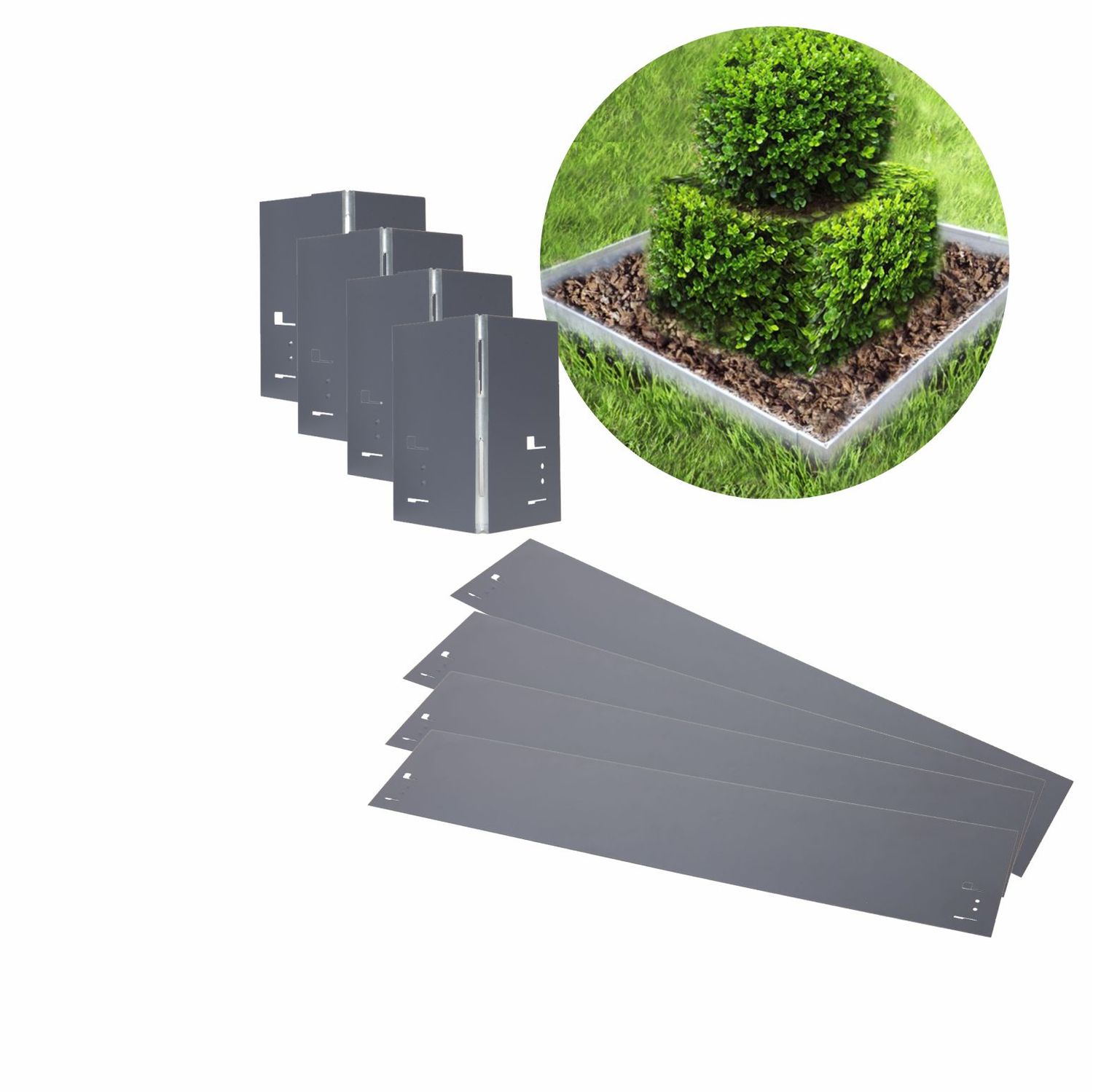 Blumenpyramide [4 Stk: 120 x 13,5cm] | Baumumrandung | Pflanzringe | Beeteinfassung, Color:ohne Farbe - Bild 1
