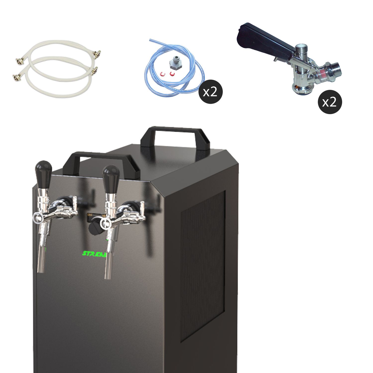 Komplett Set - Zapfanlage STREAM 80K mit Luftpumpe Bierkoffer, Bierzapfanlage, Durchlaufk&uuml;hler 2-leitig Trockenk&uuml;hler, Zapfkopf:ohne,Zapfkopf 2:ohne - Bild 1