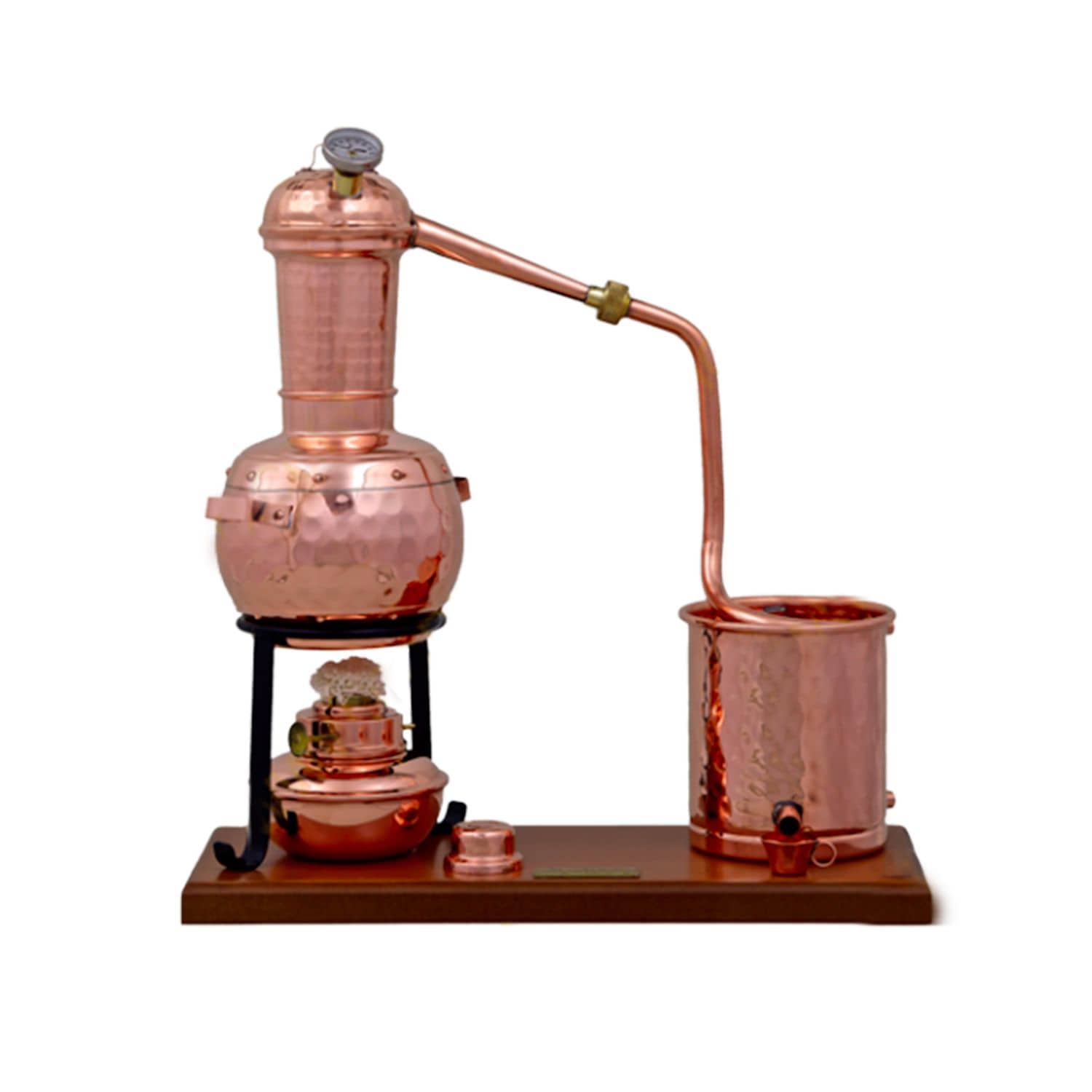 Destille Long Column Alembic premium 0,7 Liter mit Spiritusbrenner und Thermometer - Bild 1