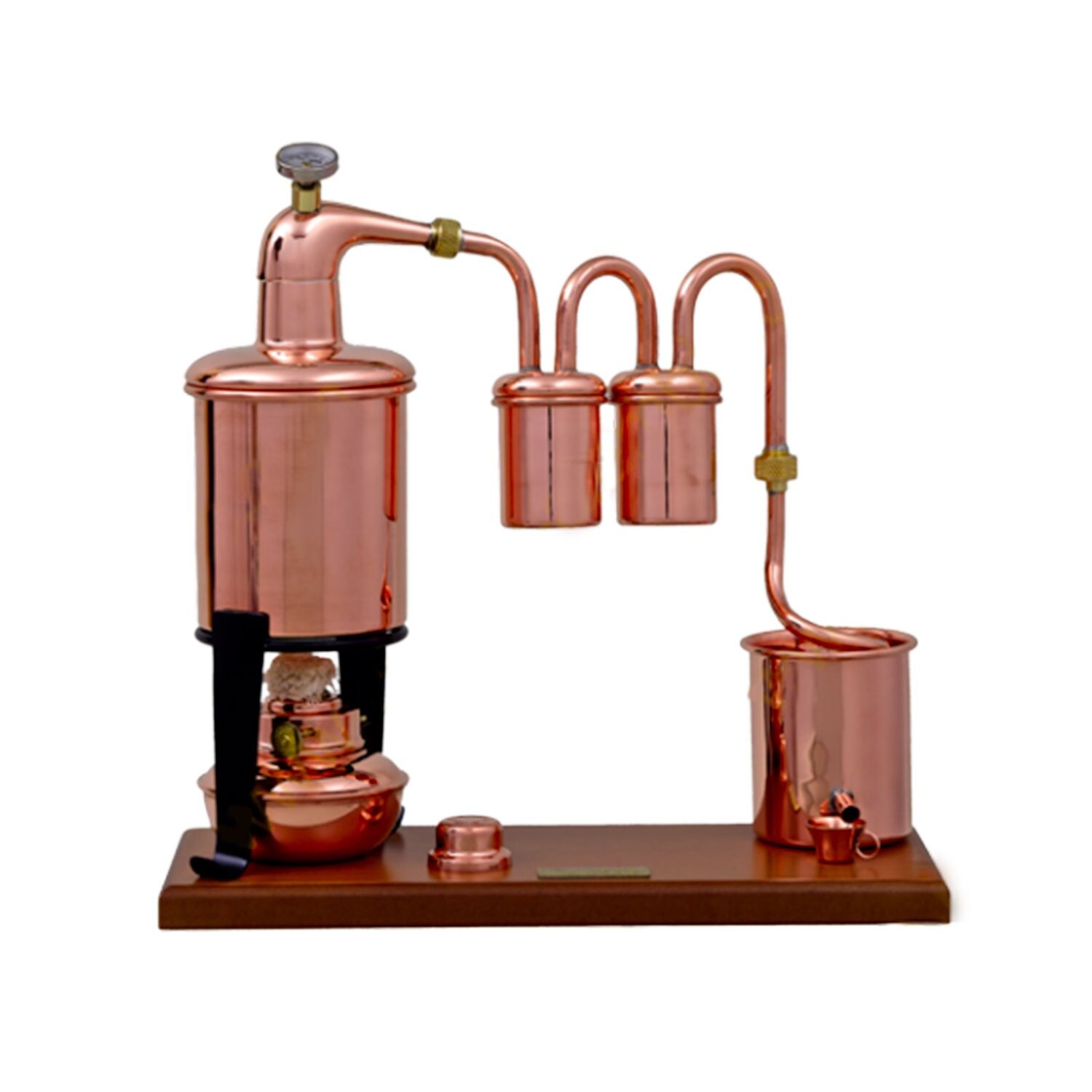 Destille, Destilliergerät, Destillationsapparatur – Alembic Rum Type Premium, mit Spiritusbrenner und Thermometer, 0,7L | 00745202847045