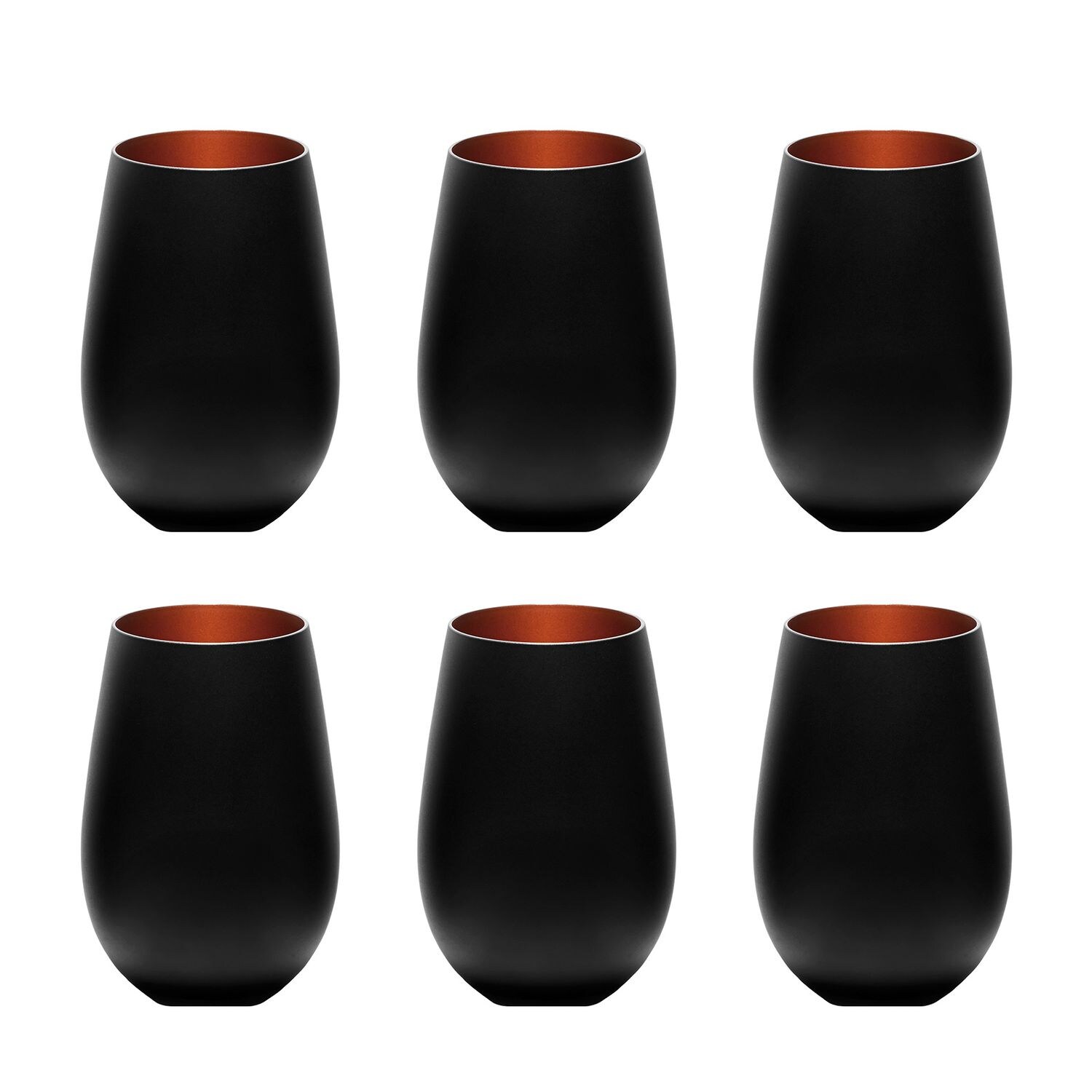 Farbige Trinkgläser ELEMENTS 6er-Set, zweifarbig Schwarz-Bronze, 456 ml | 00745202856313