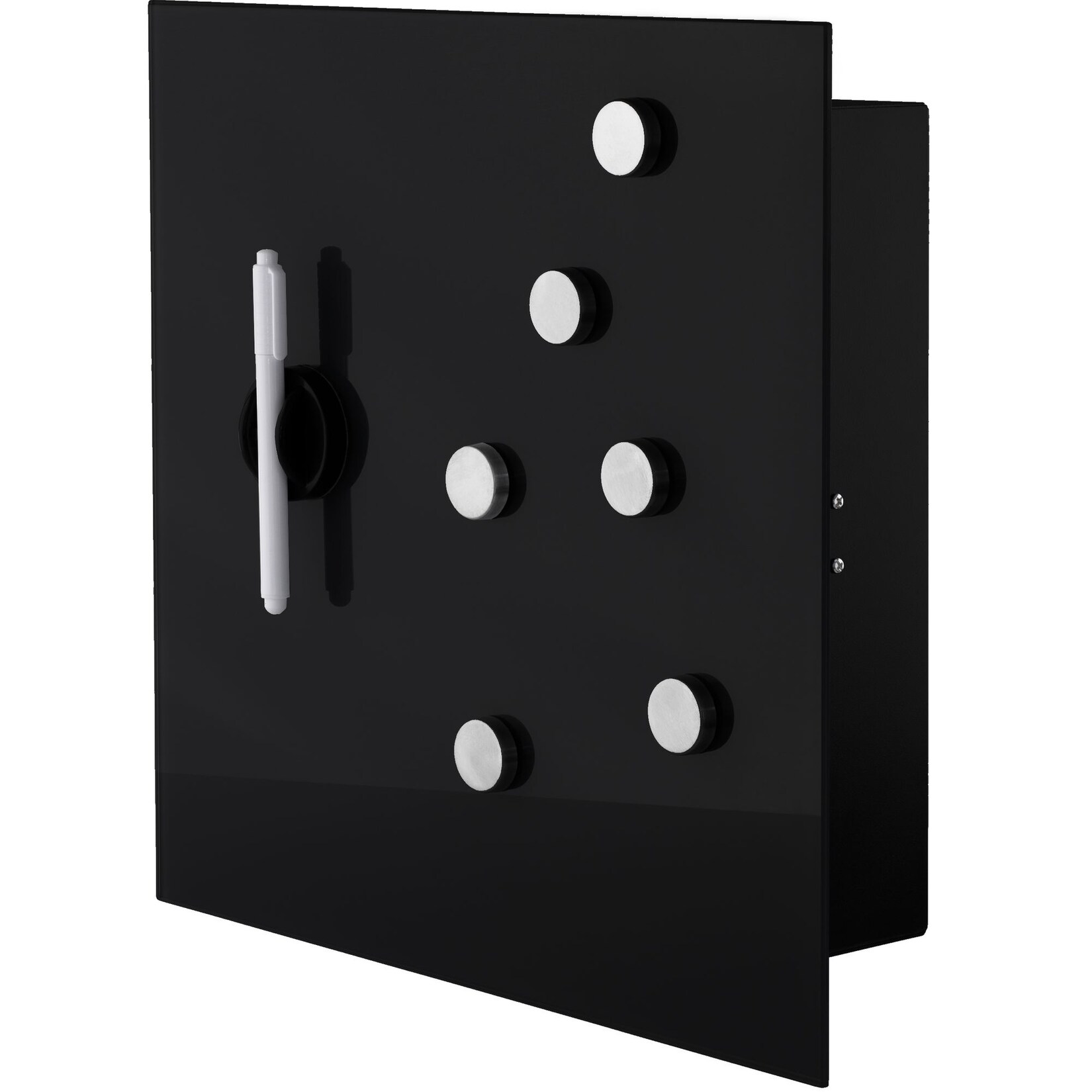 Schlüsselkasten mit Glasmagnettafel, 33 x 33 x 6,8 cm inkl. 6 Magneten | 04255717900730