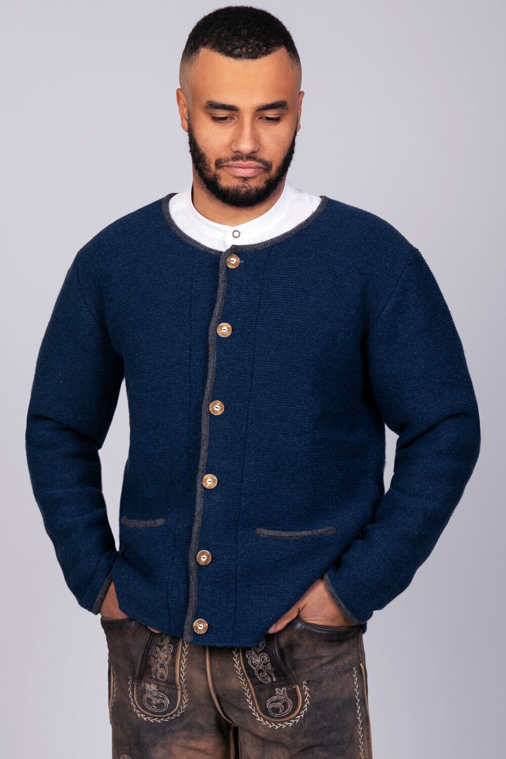 Trachten Strickjacke Felix k&ouml;nigsblau - Bild 1