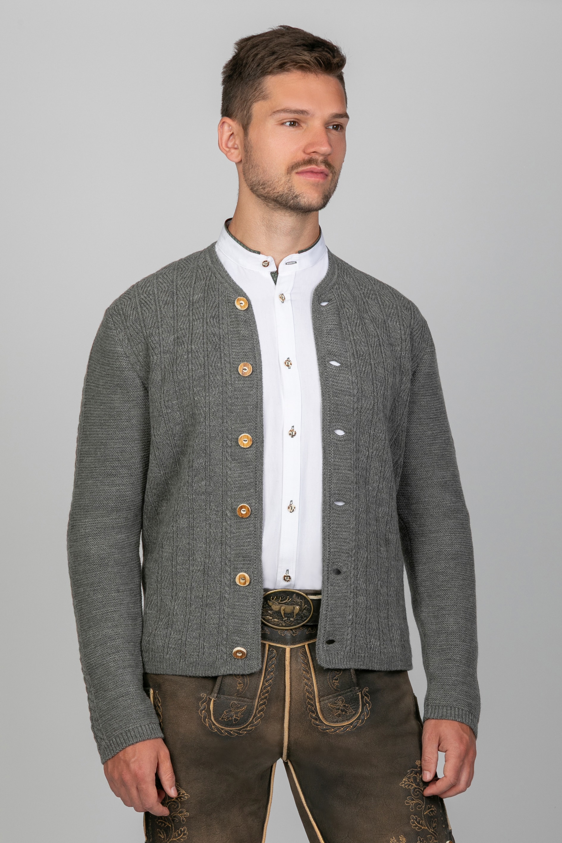Trachten Strickjacke Leo Rauchgrau - Bild 1