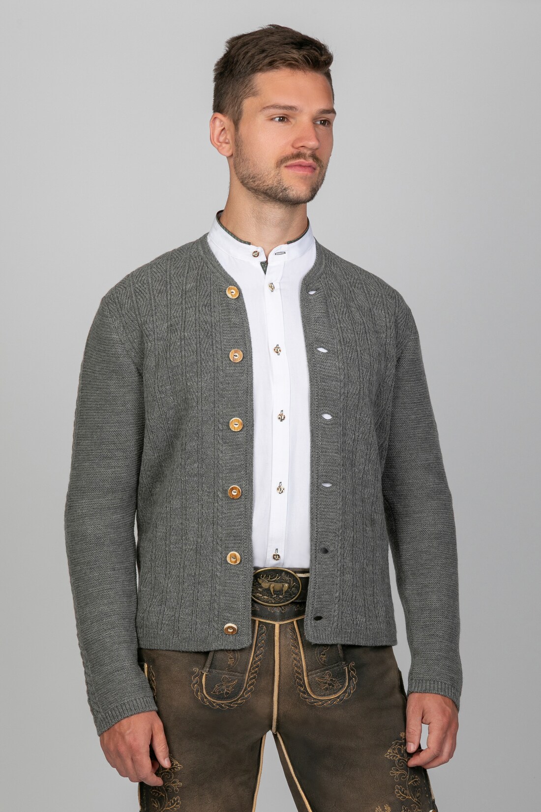 Trachten Strickjacke Leo Rauchgrau