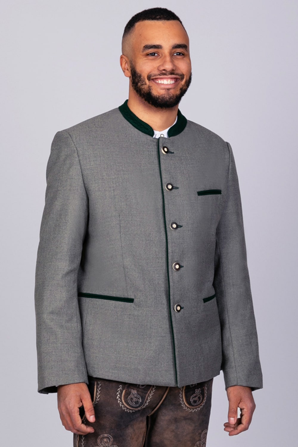 Trachten Janker Benedikt Hellgrau-Moos - Bild 1